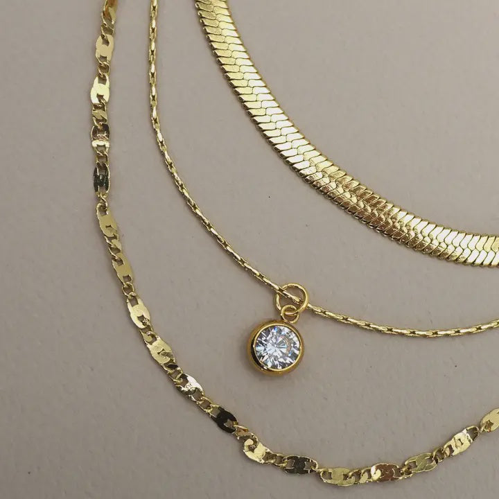 18K Stainless Steel Gold Layered Necklace