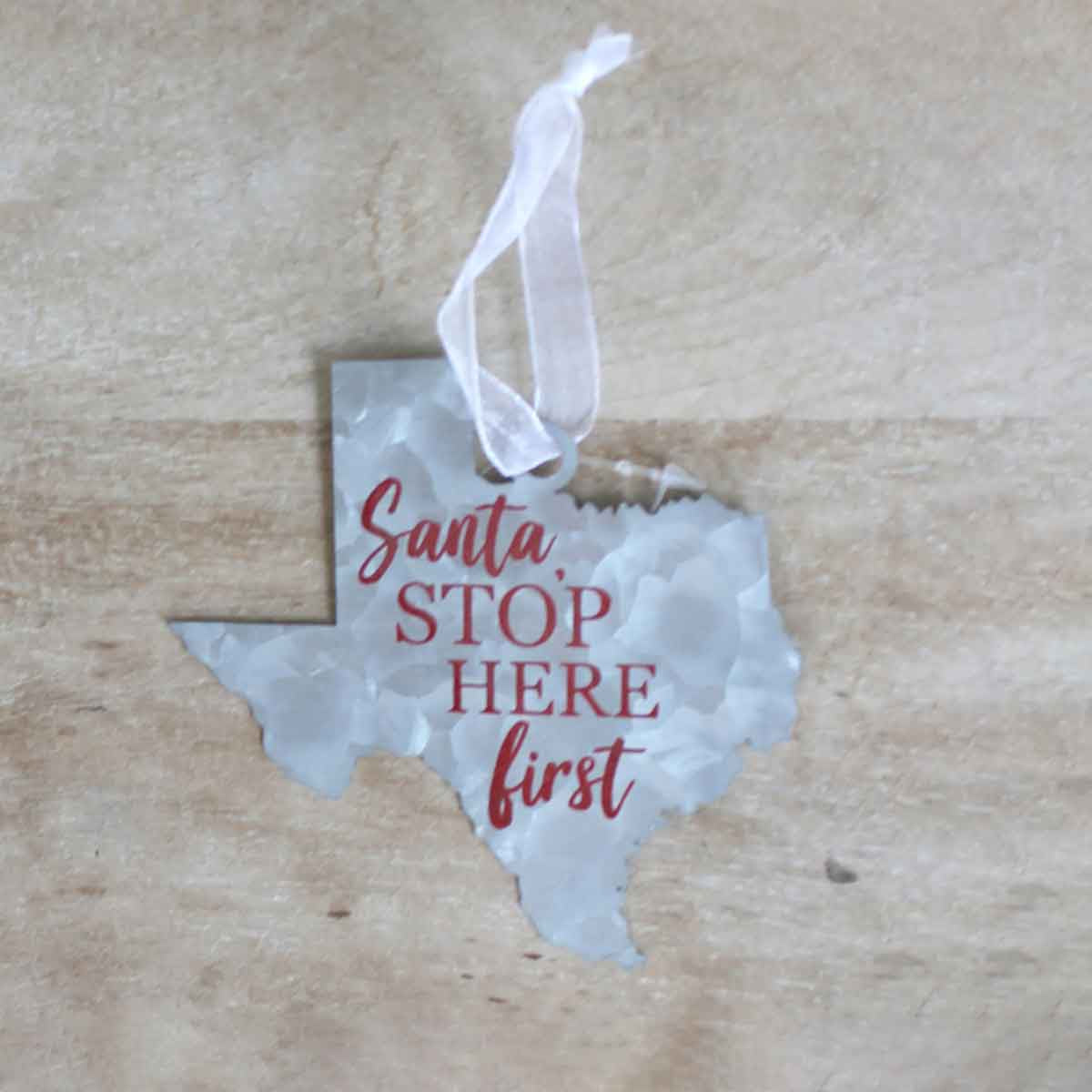 Santa Stop Here Texas Christmas Ornament