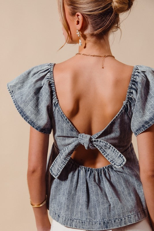 All I See Is You Striped Denim Blouse