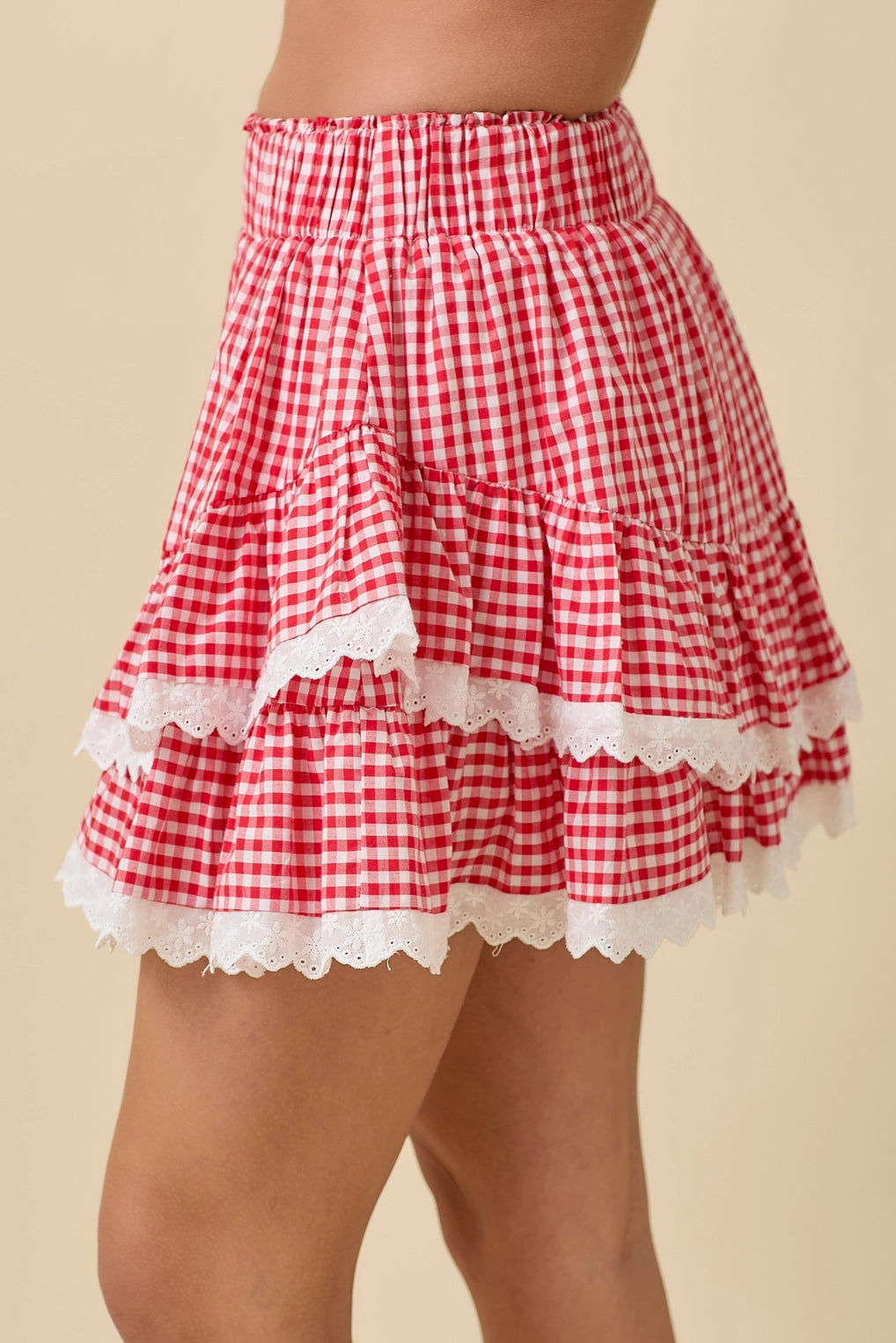 Party In The USA Red Plaid Skort