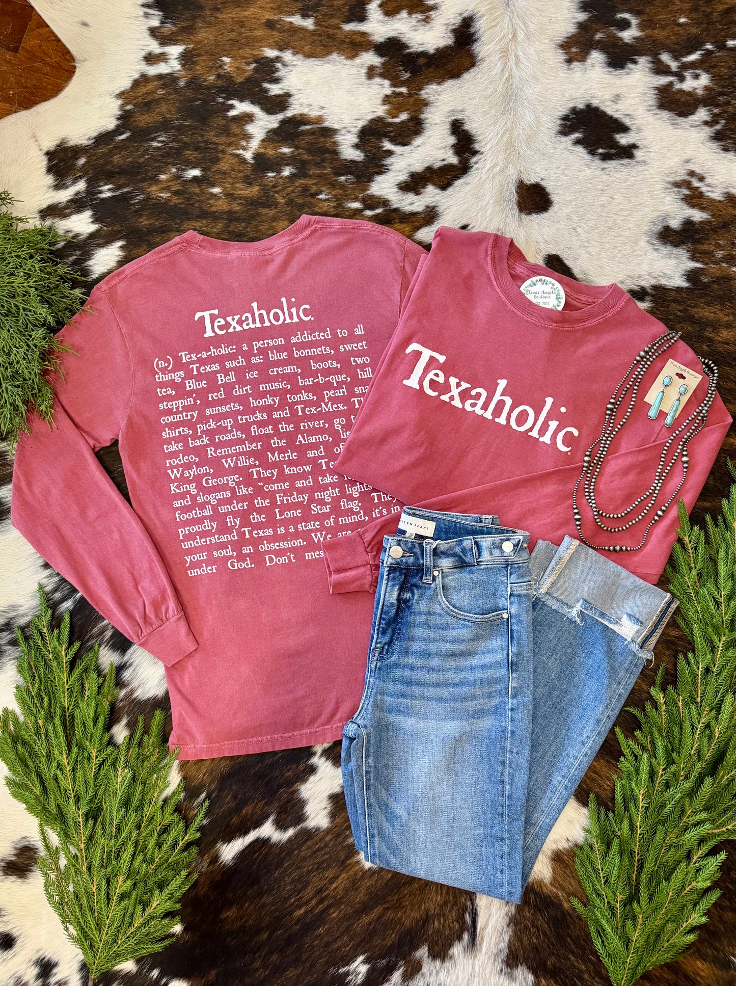 Red Texaholic Long Sleeve Graphic Tee