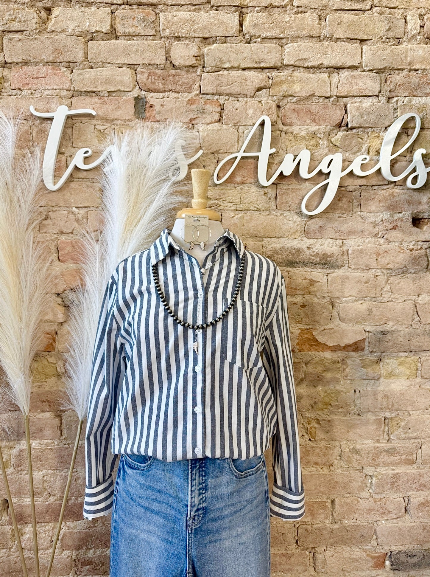 Soft Spoken Navy Striped Shirt