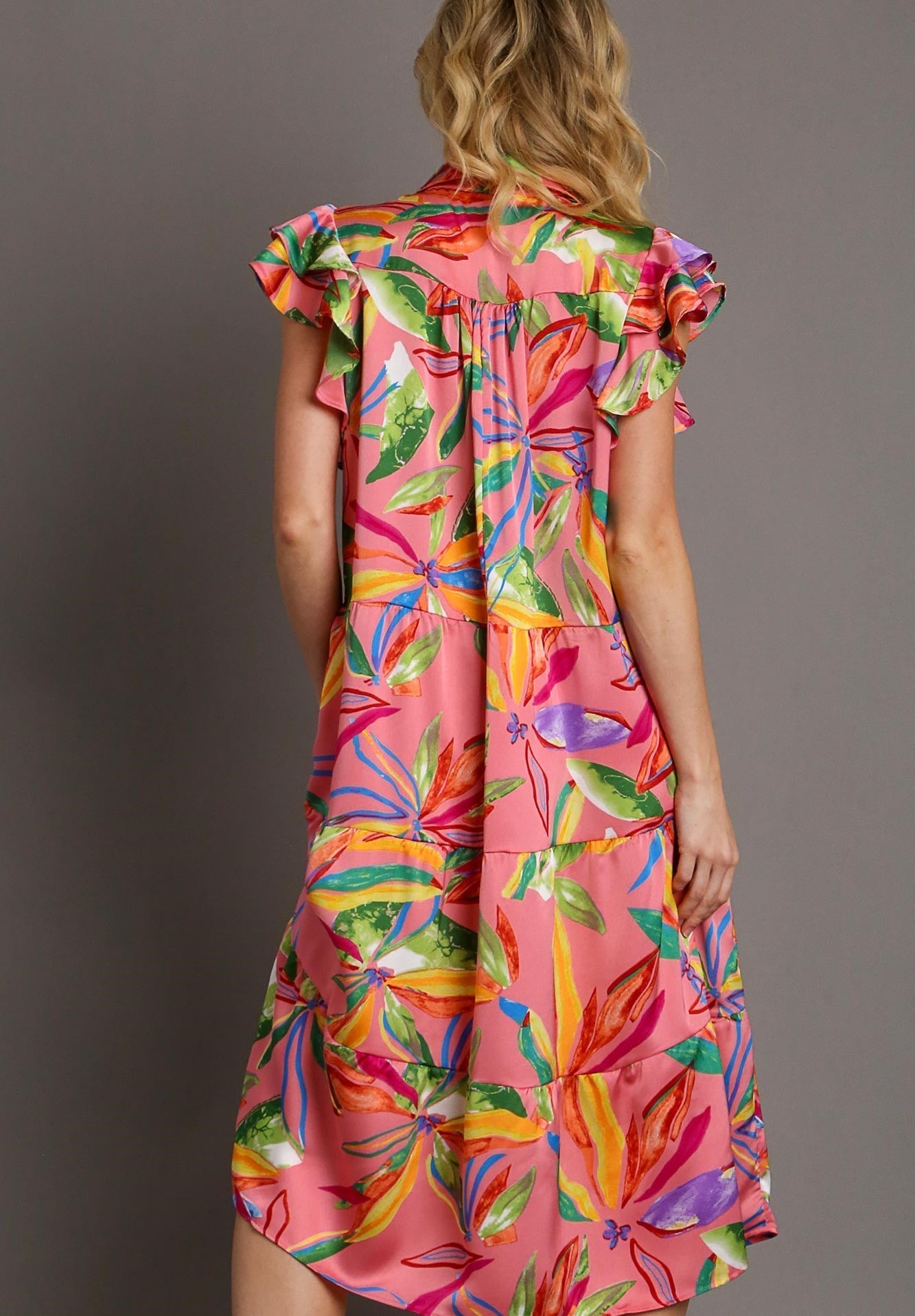 Tropic Like It's Hot Pink Tropical Print Mid Maxi