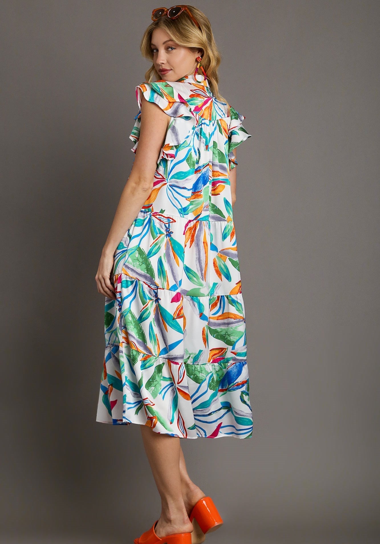 Tropic Like It's Hot Ivory Tropical Print Mid Maxi