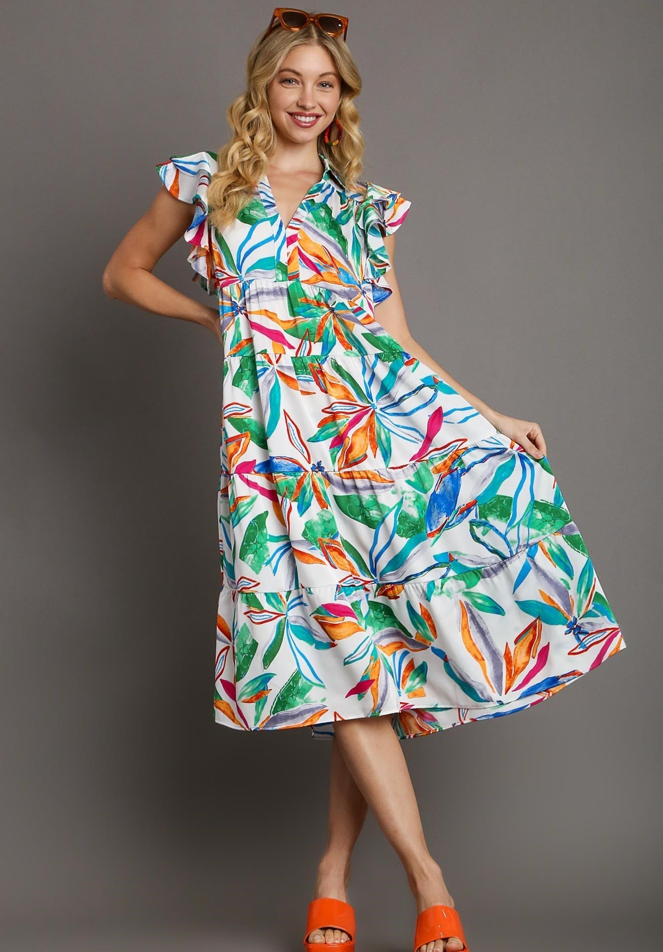 Tropic Like It's Hot Ivory Tropical Print Mid Maxi