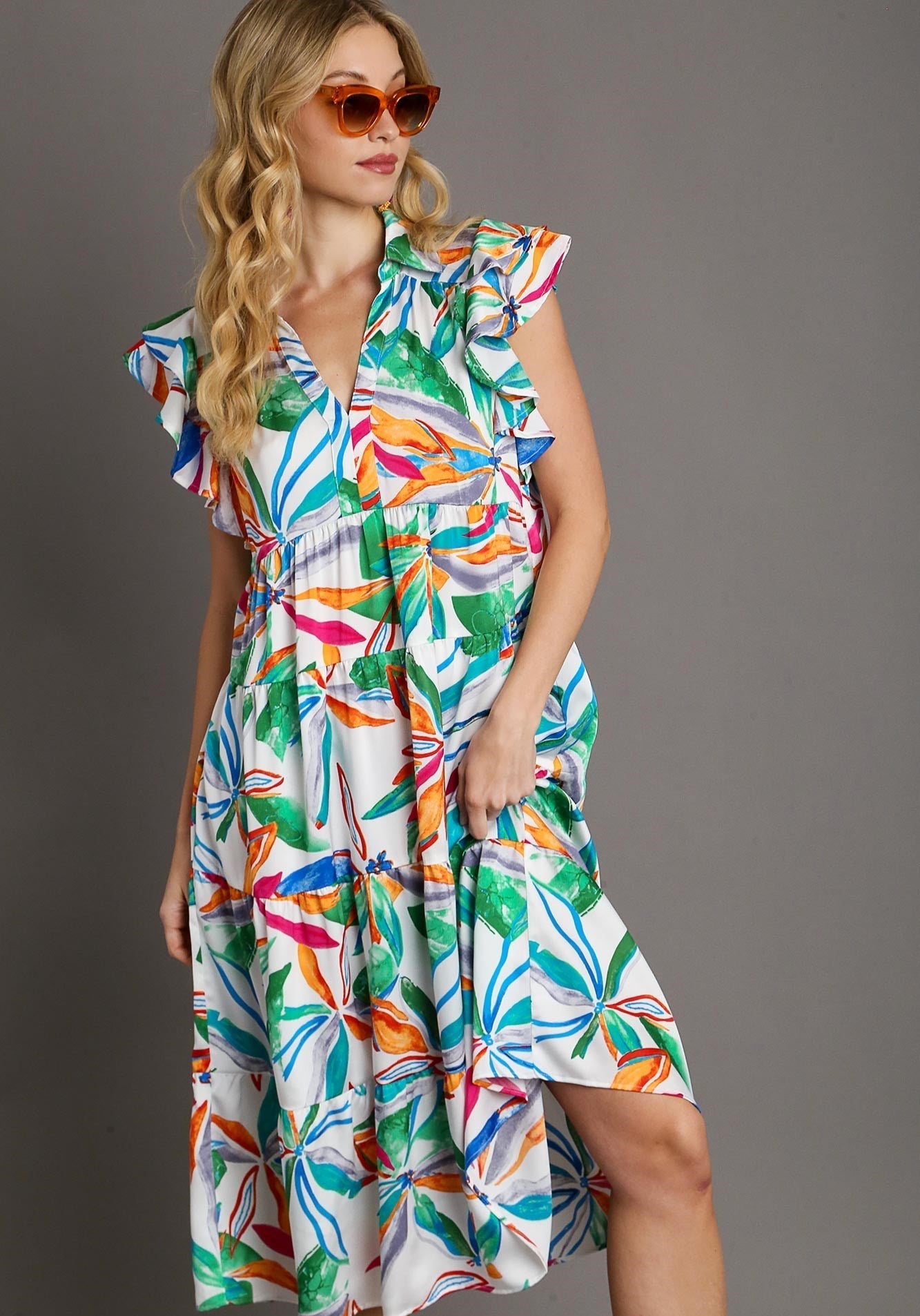 Tropic Like It's Hot Ivory Tropical Print Mid Maxi