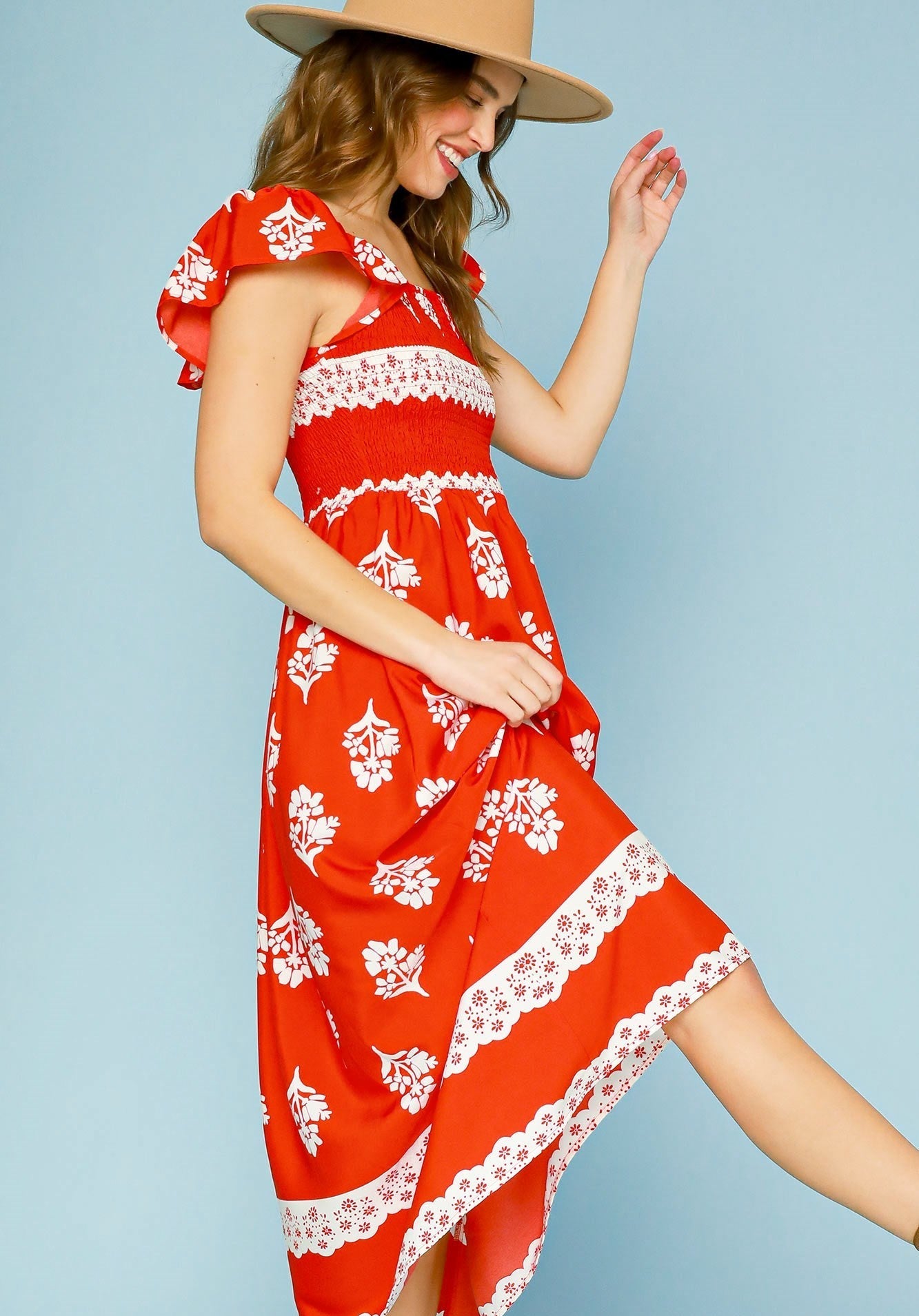 Vacation Bound Red Boho Maxi Dress