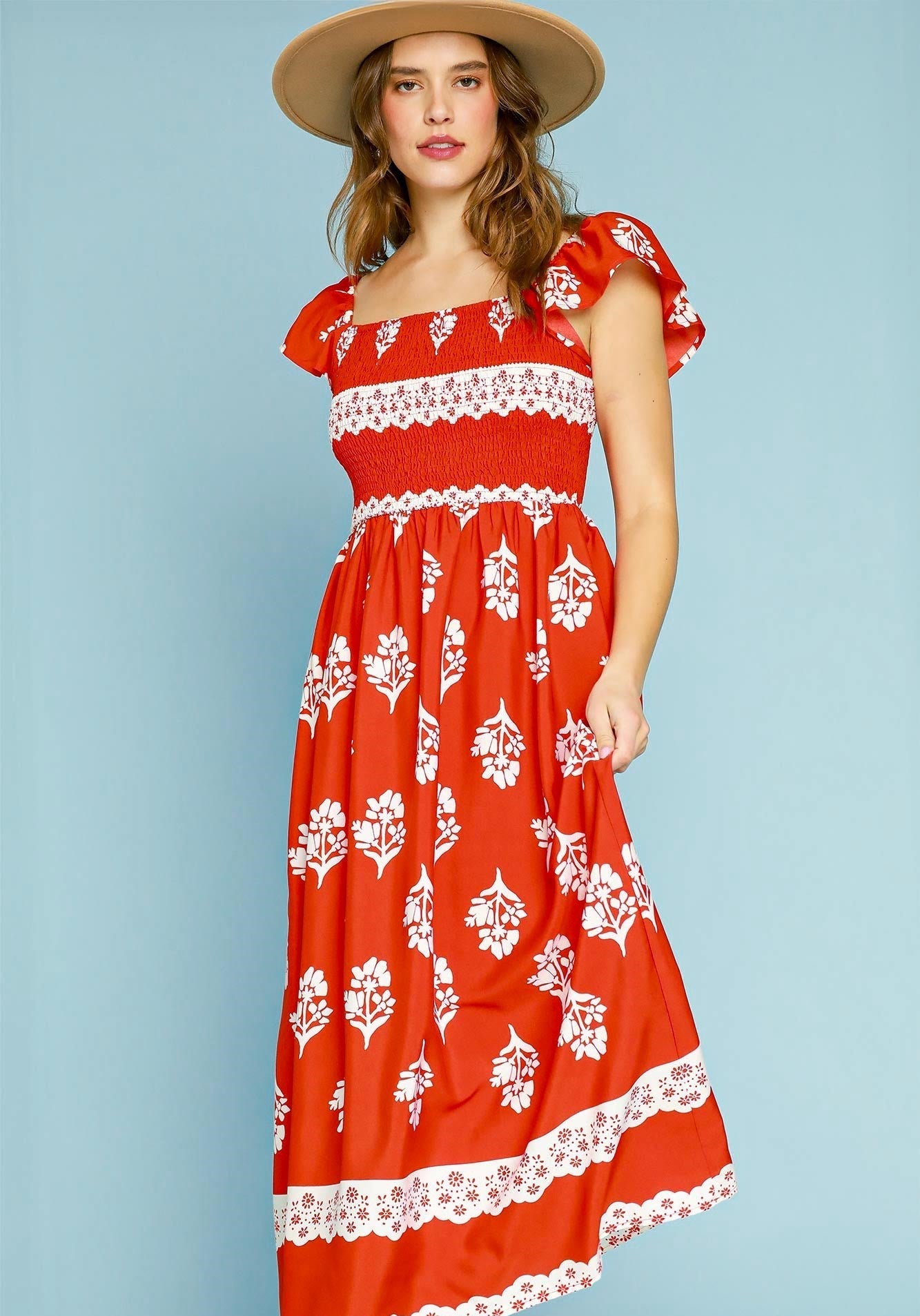 Vacation Bound Red Boho Maxi Dress