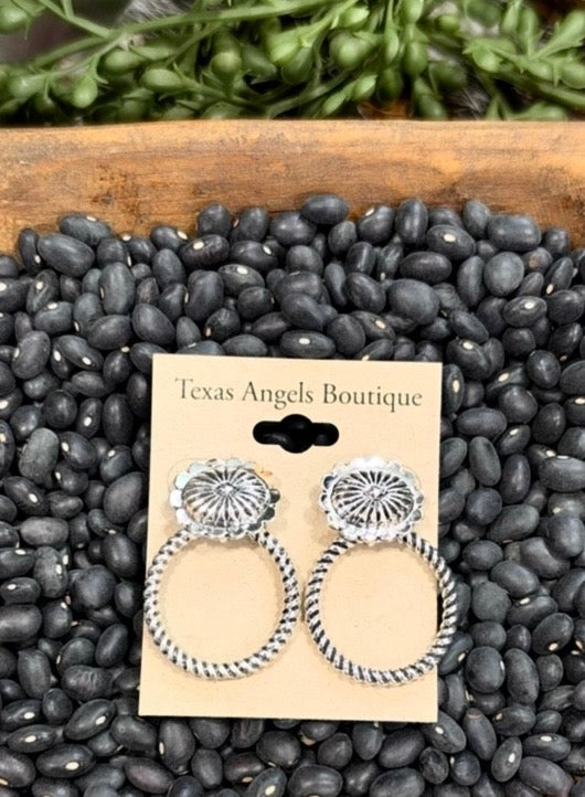 Silver Concho Post Earrings