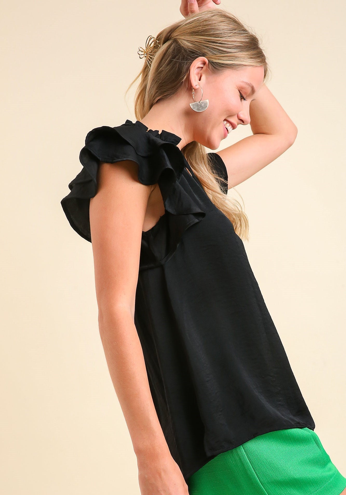 The Best Is Yet To Come Black Satin Blouse