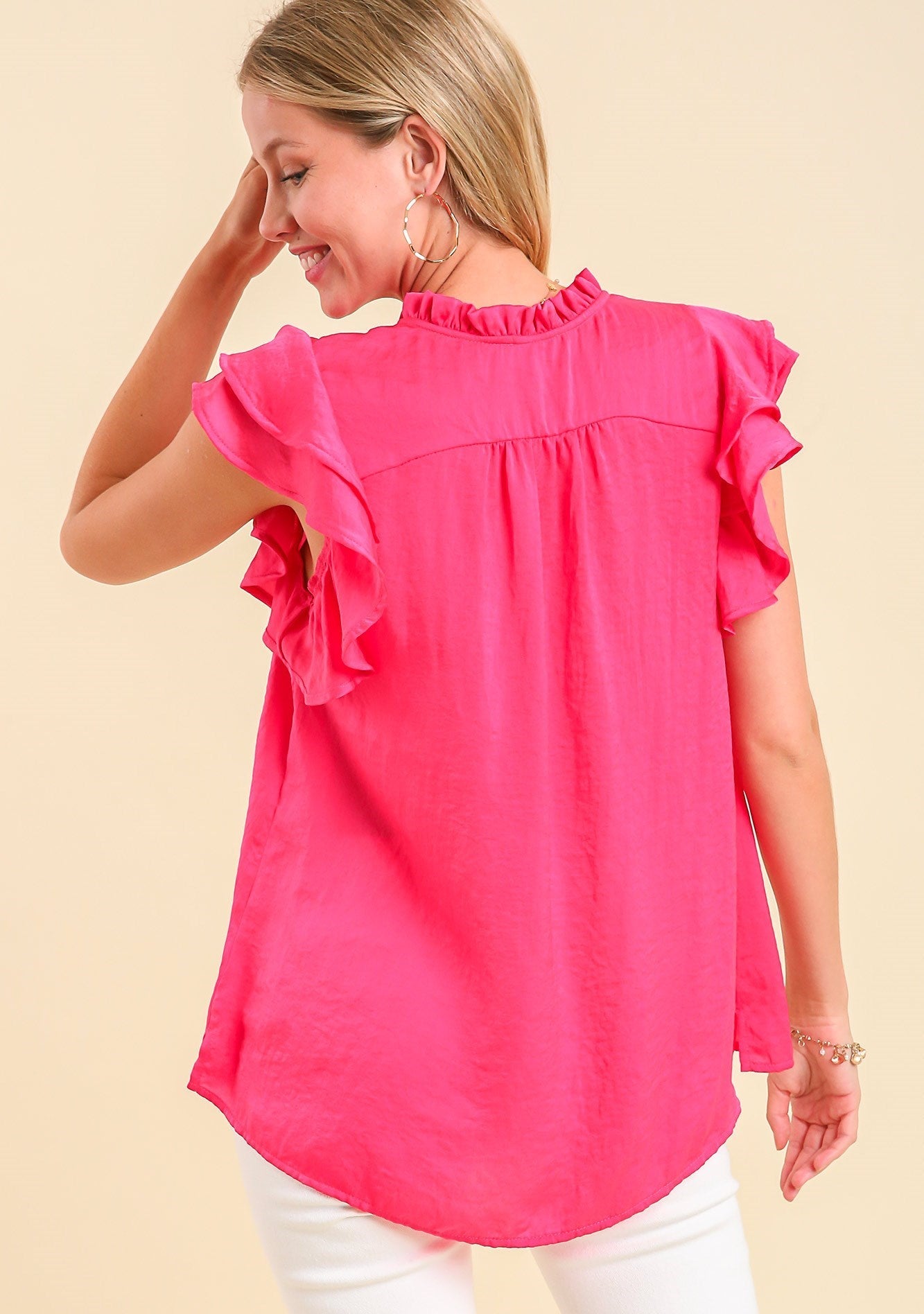 50% Off - The Best Is Yet To Come Hot Pink Satin Blouse