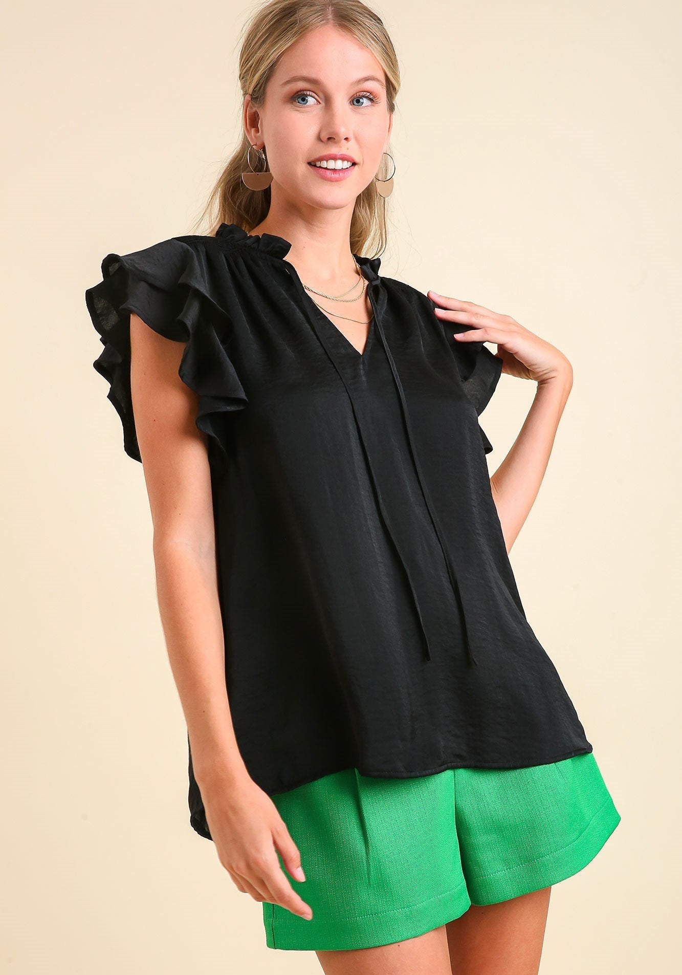 The Best Is Yet To Come Black Satin Blouse