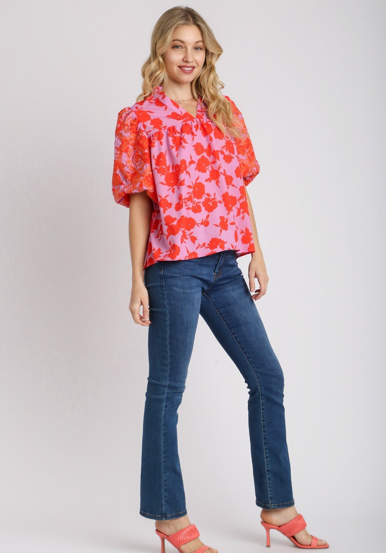 50% Off - Flower Market Floral Hot Pink Embroidered Blouse