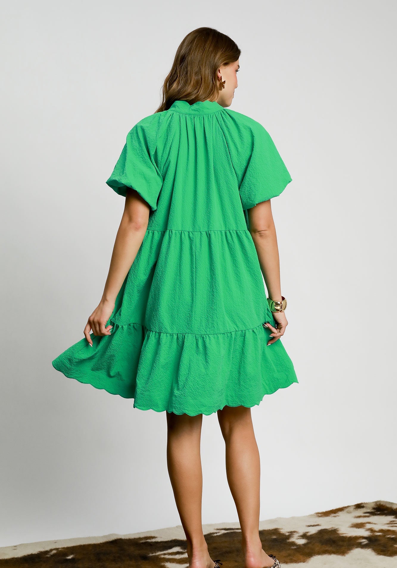 50% Off - Save It For Later Scalloped Green Dress