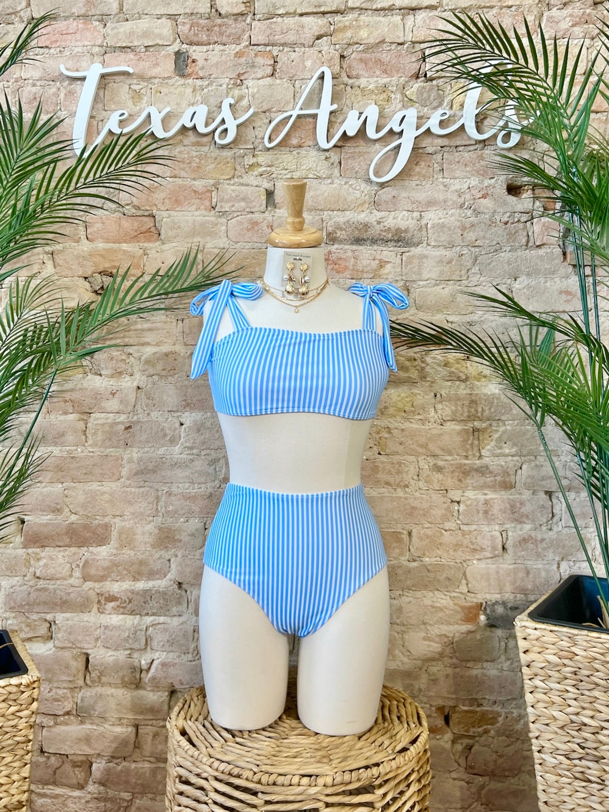 Sandals & Sunnies Sky Blue Striped Bikini