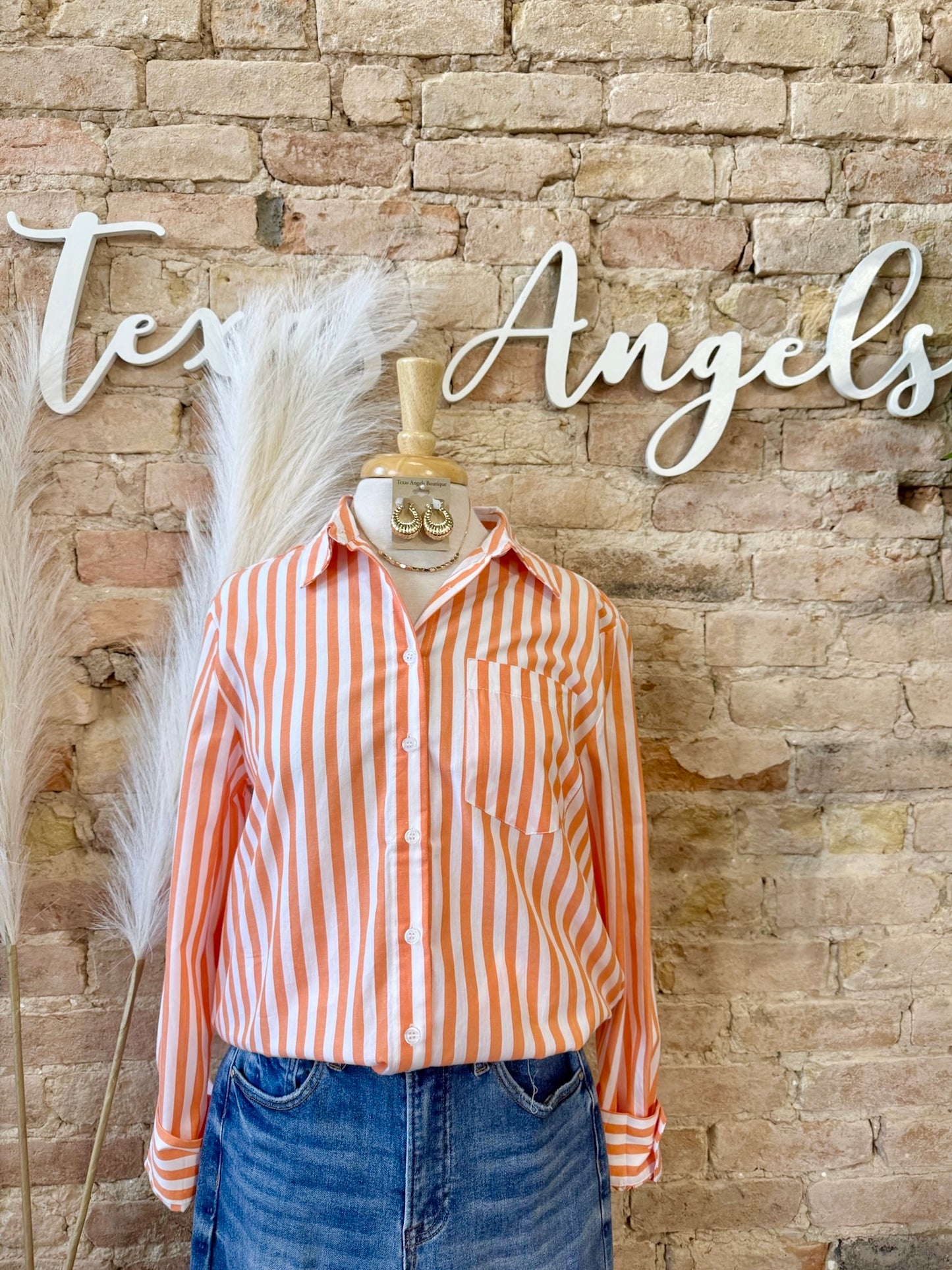 Soft Spoken Orange Striped Shirt