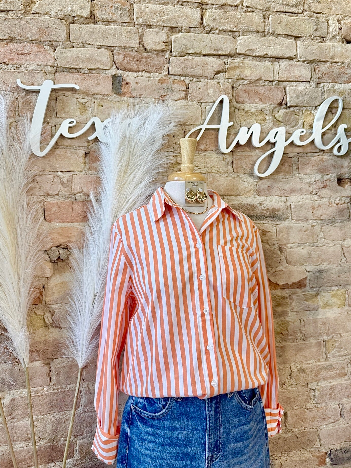 Soft Spoken Orange Striped Shirt