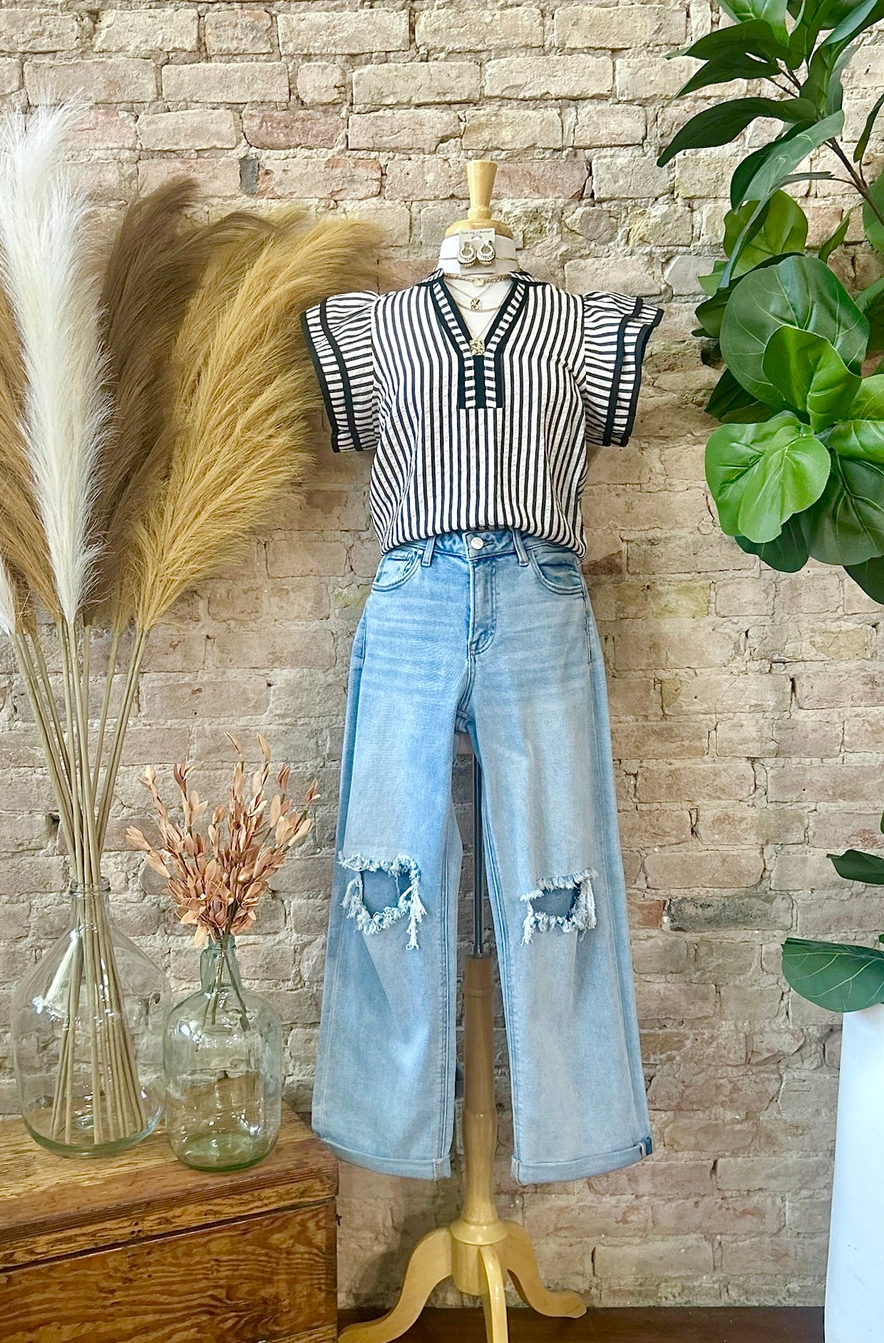Never Been Better Black Striped Blouse