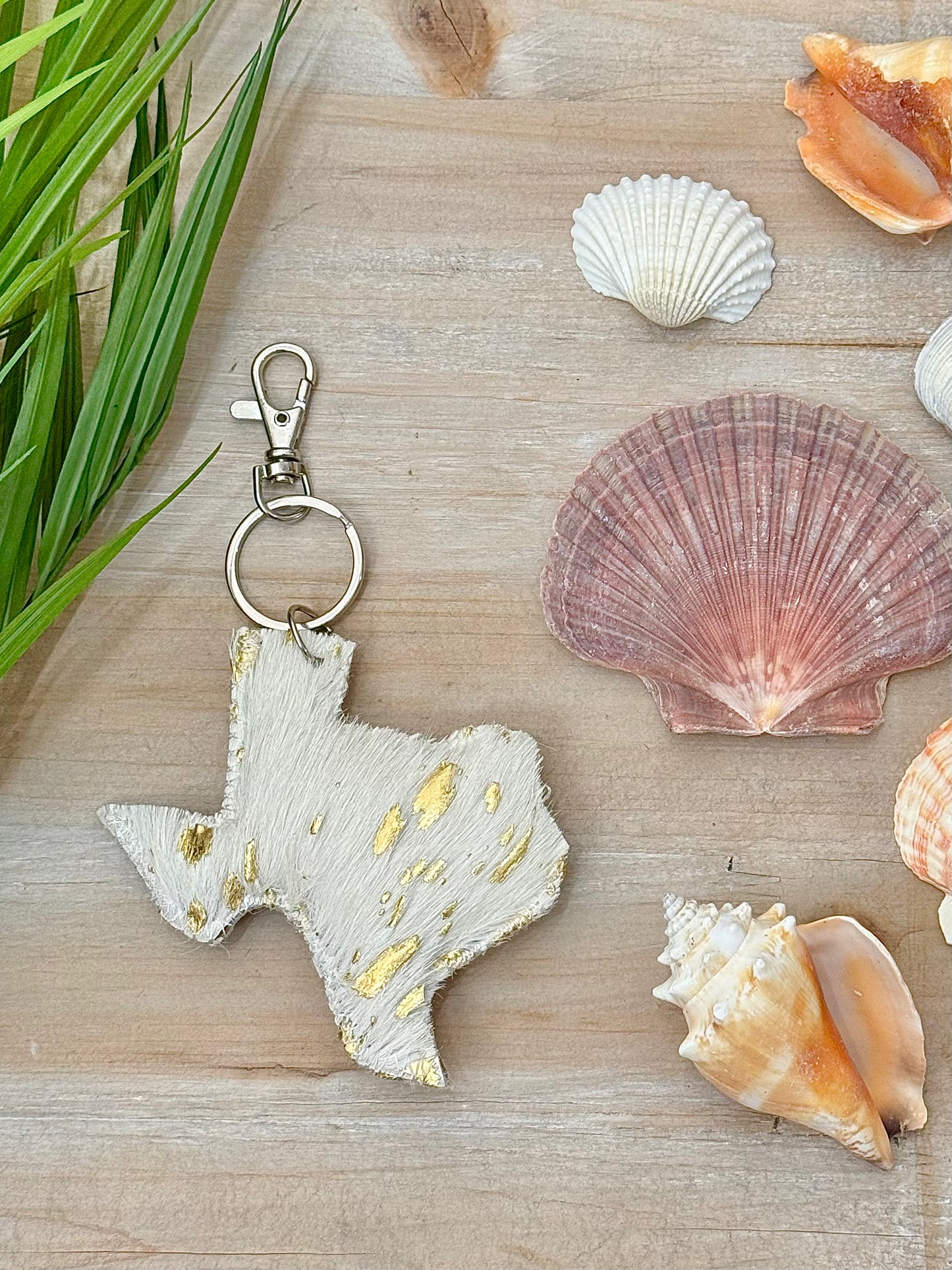 Texas Metallic Hide Keychain