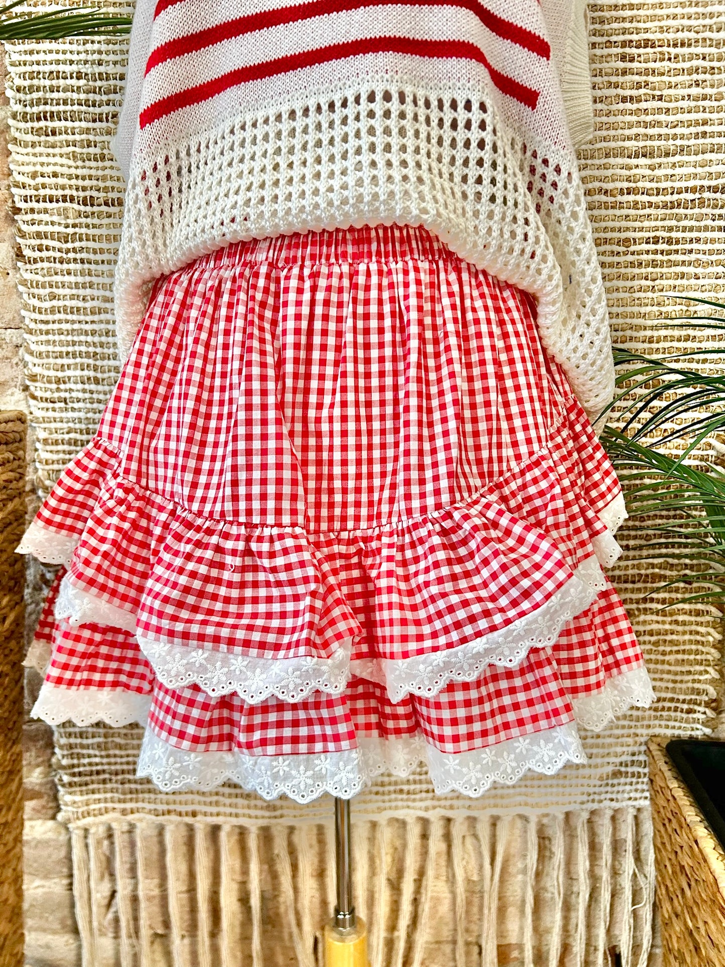 Party In The USA Red Plaid Skort