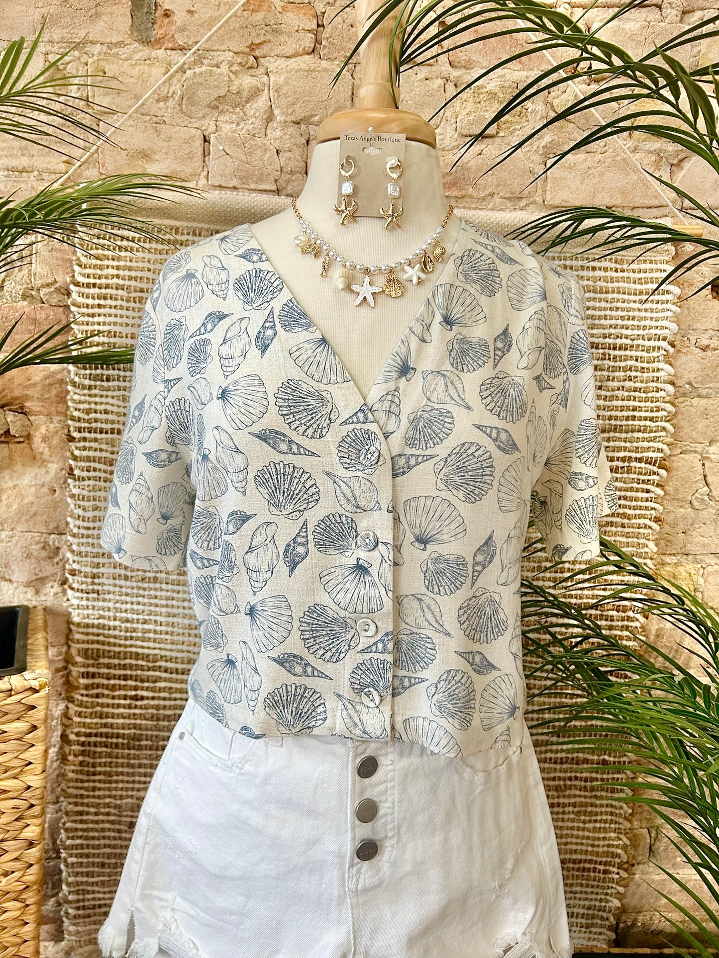 Shore Thing Sea Shell Linen Top