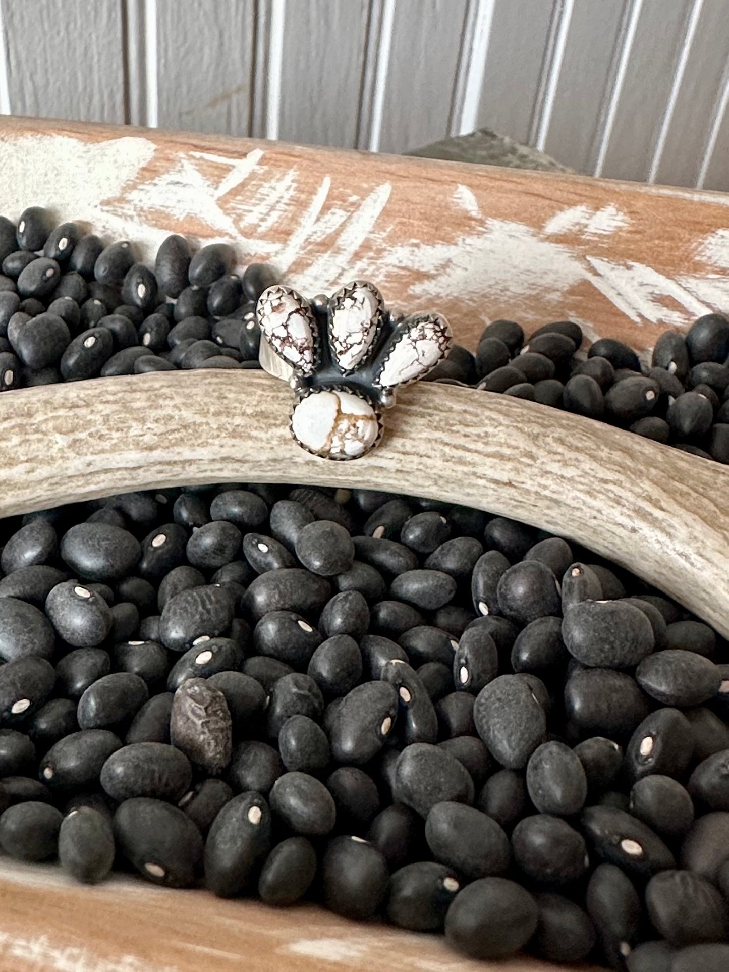 Sterling Silver & White Buffalo Adjustable Ring