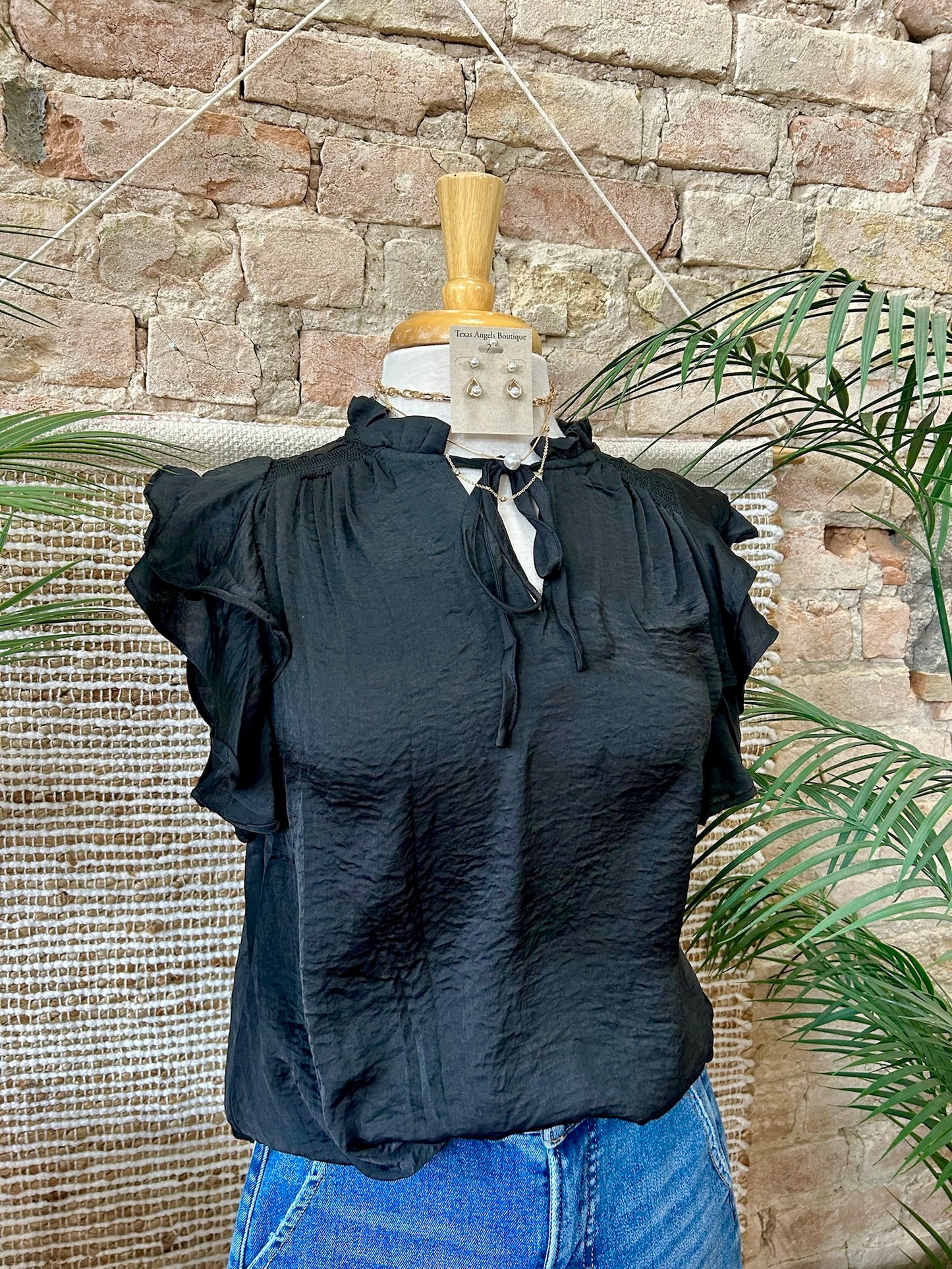 The Best Is Yet To Come Black Satin Blouse
