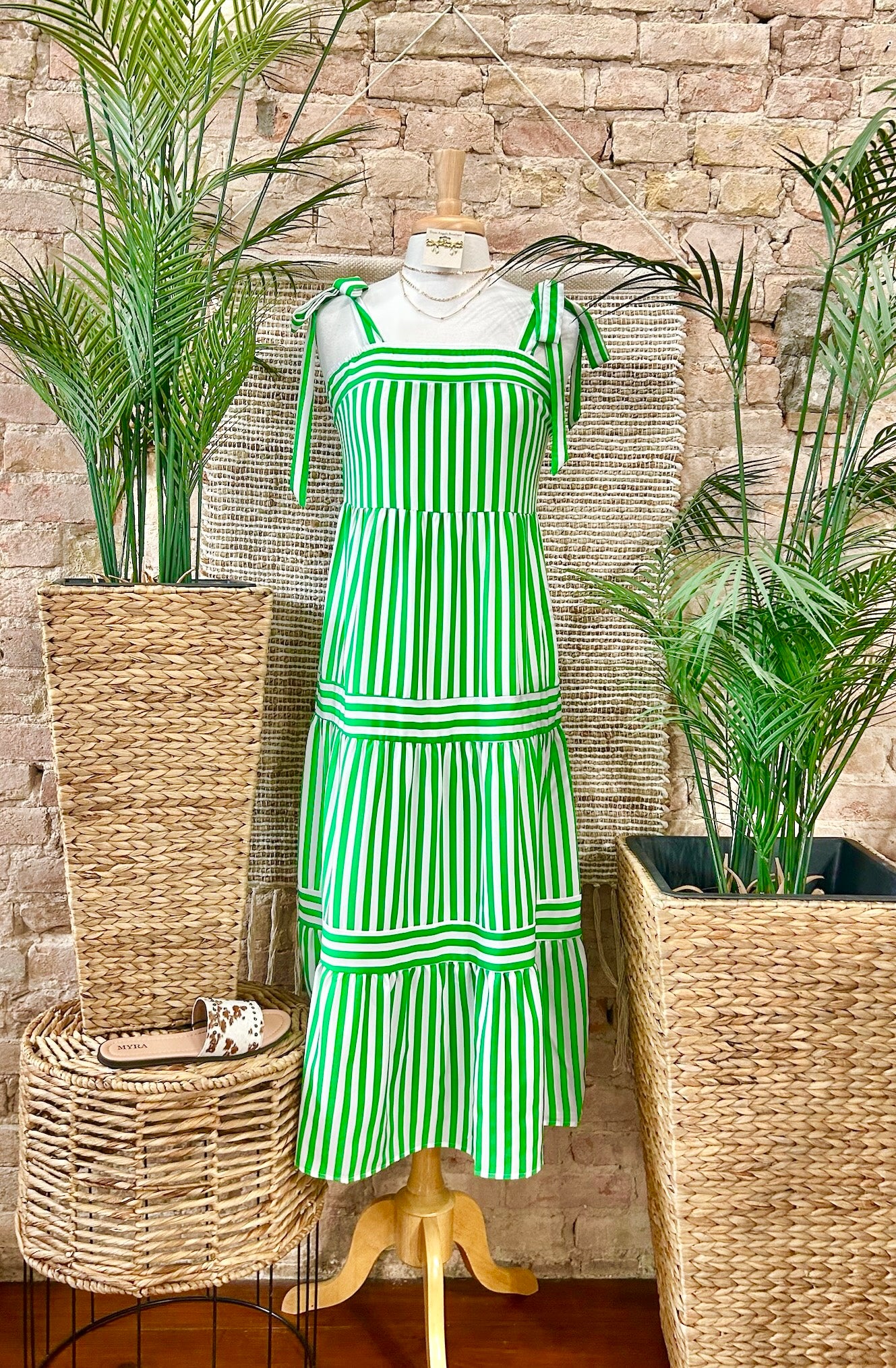 Must've Missed You Green Striped Maxi Dress
