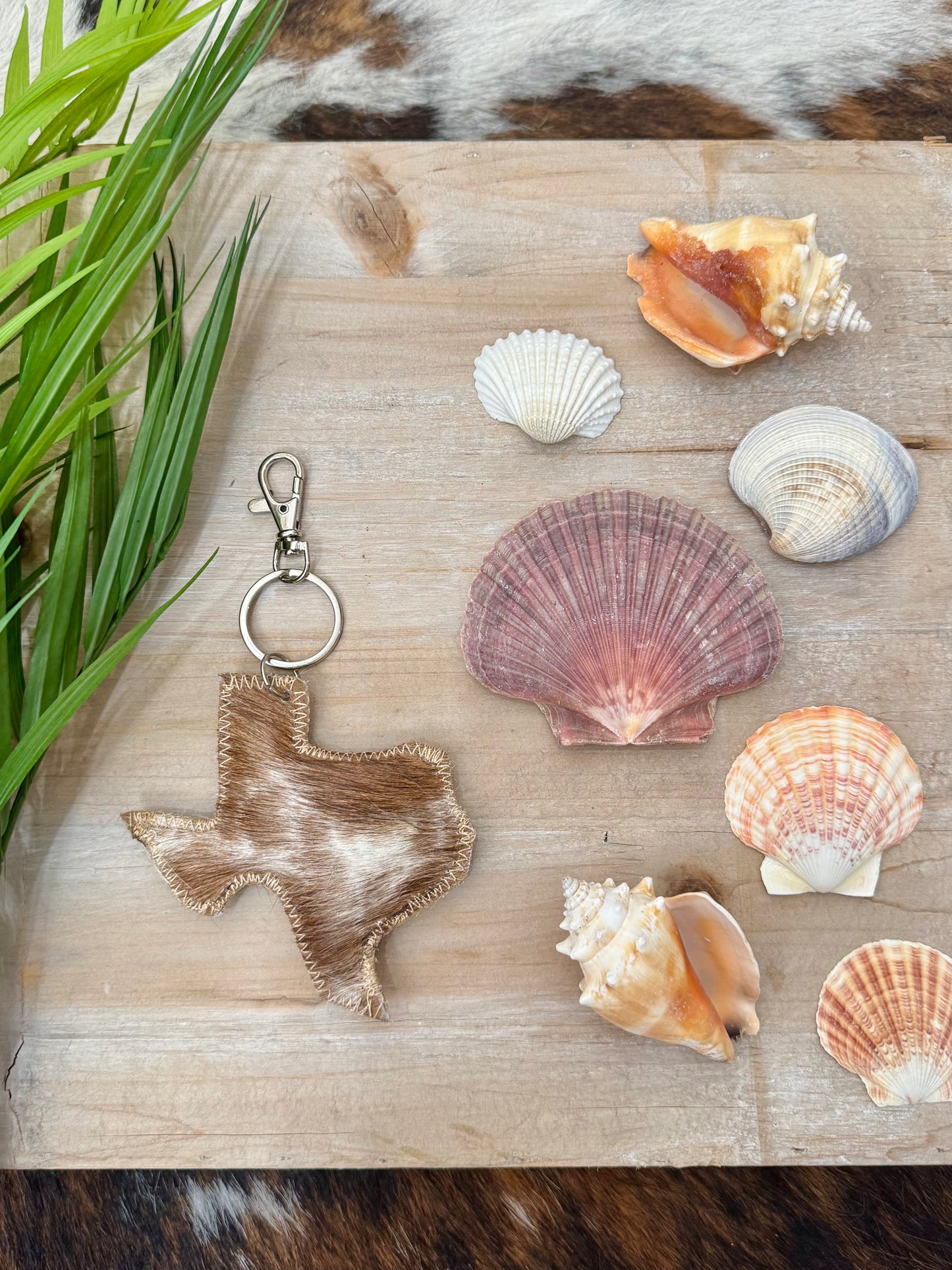Texas Cowhide Keychain
