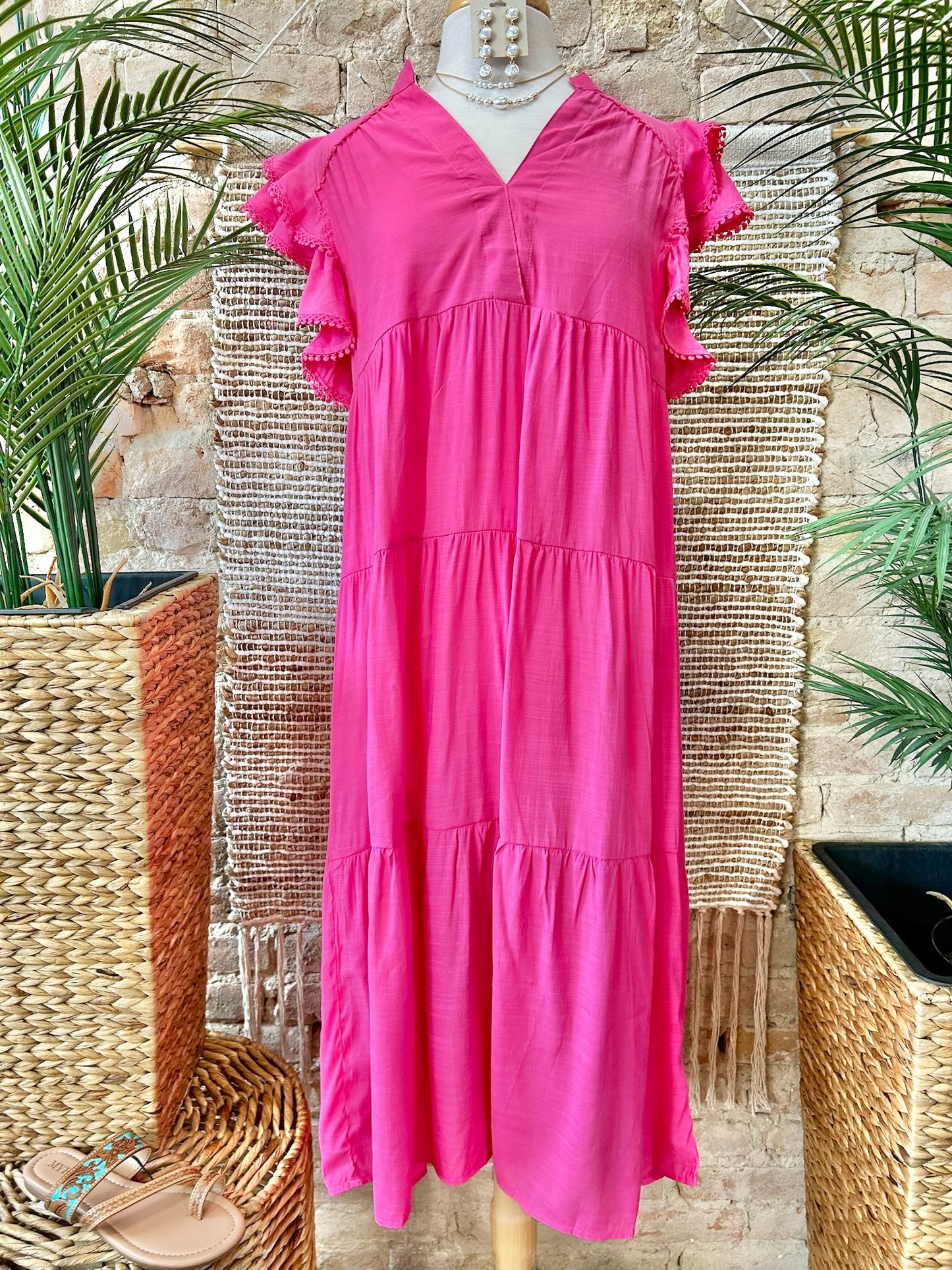 She's A Dreamer Hot Pink Mid Maxi Dress