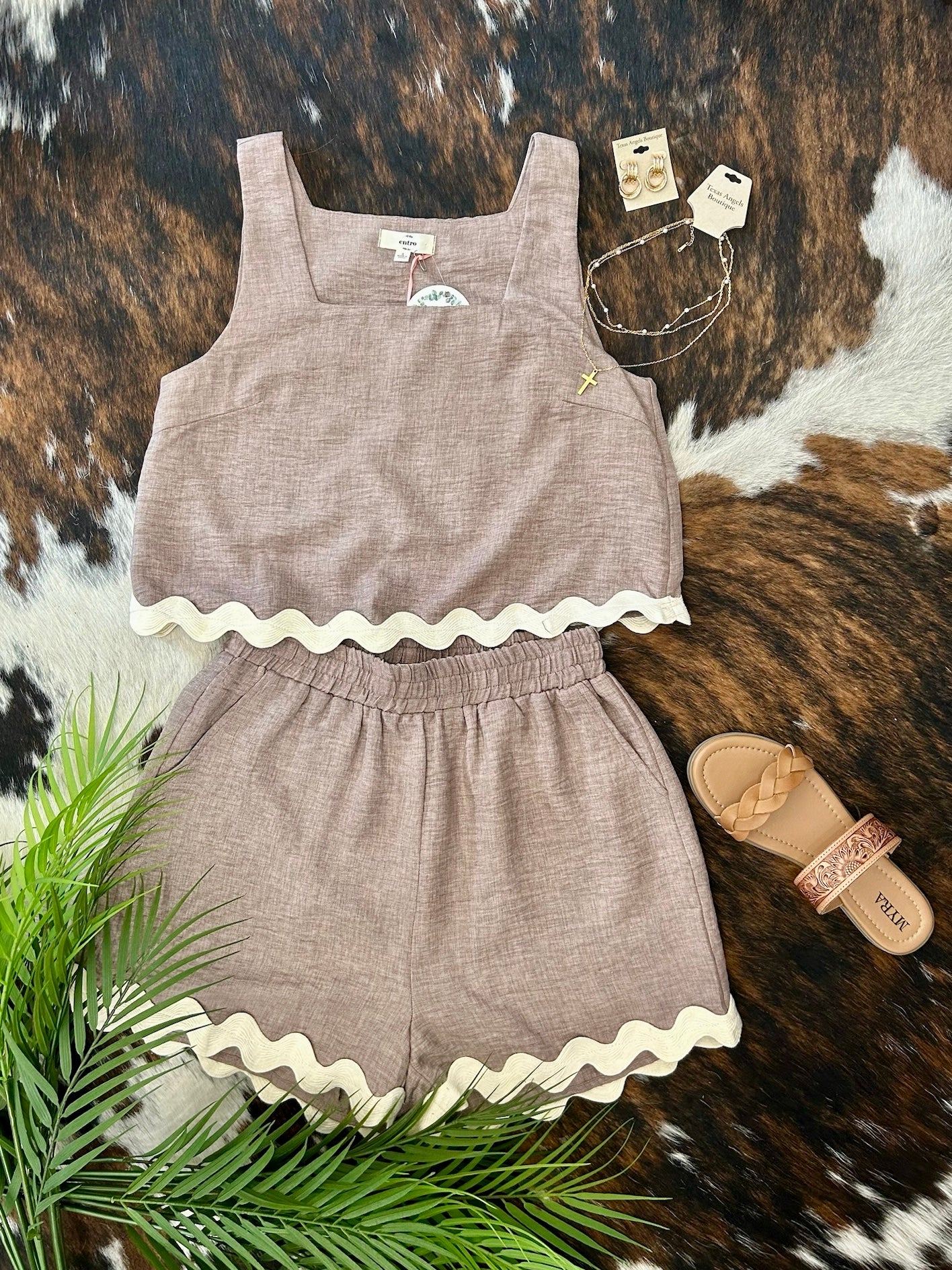 40% Off - That's What She Said Mocha Scalloped Hem Tank