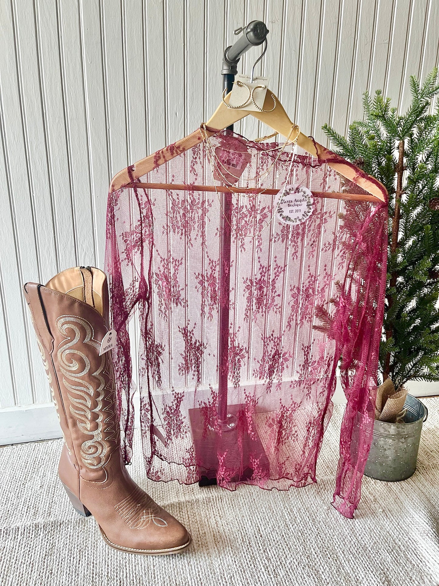 Lovely In Lace Burgundy Lace Top