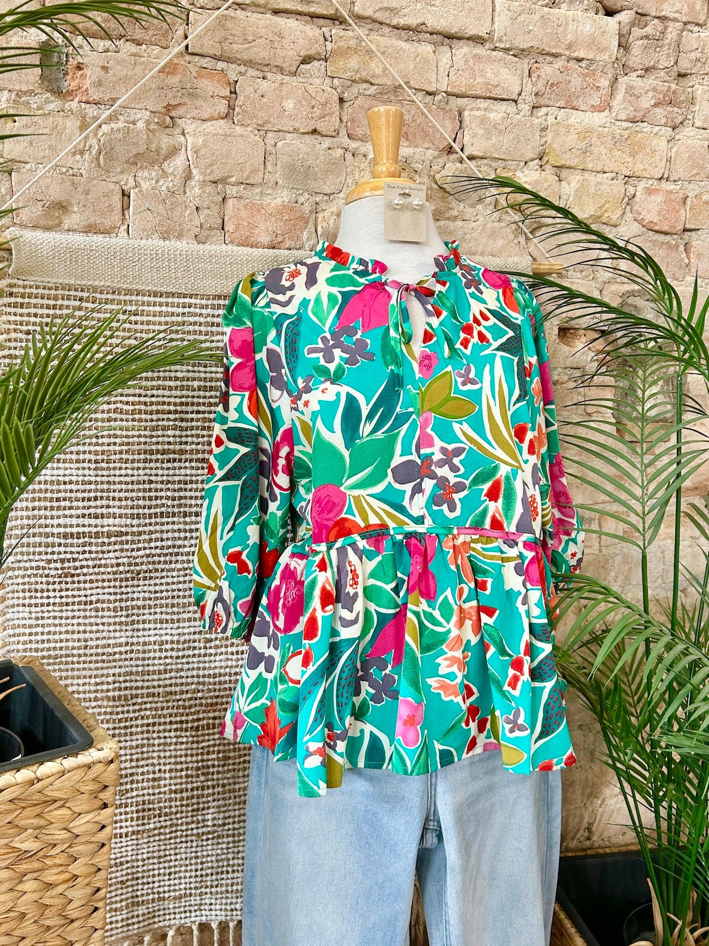 50% Off - Forever Your Friend Green Floral Blouse