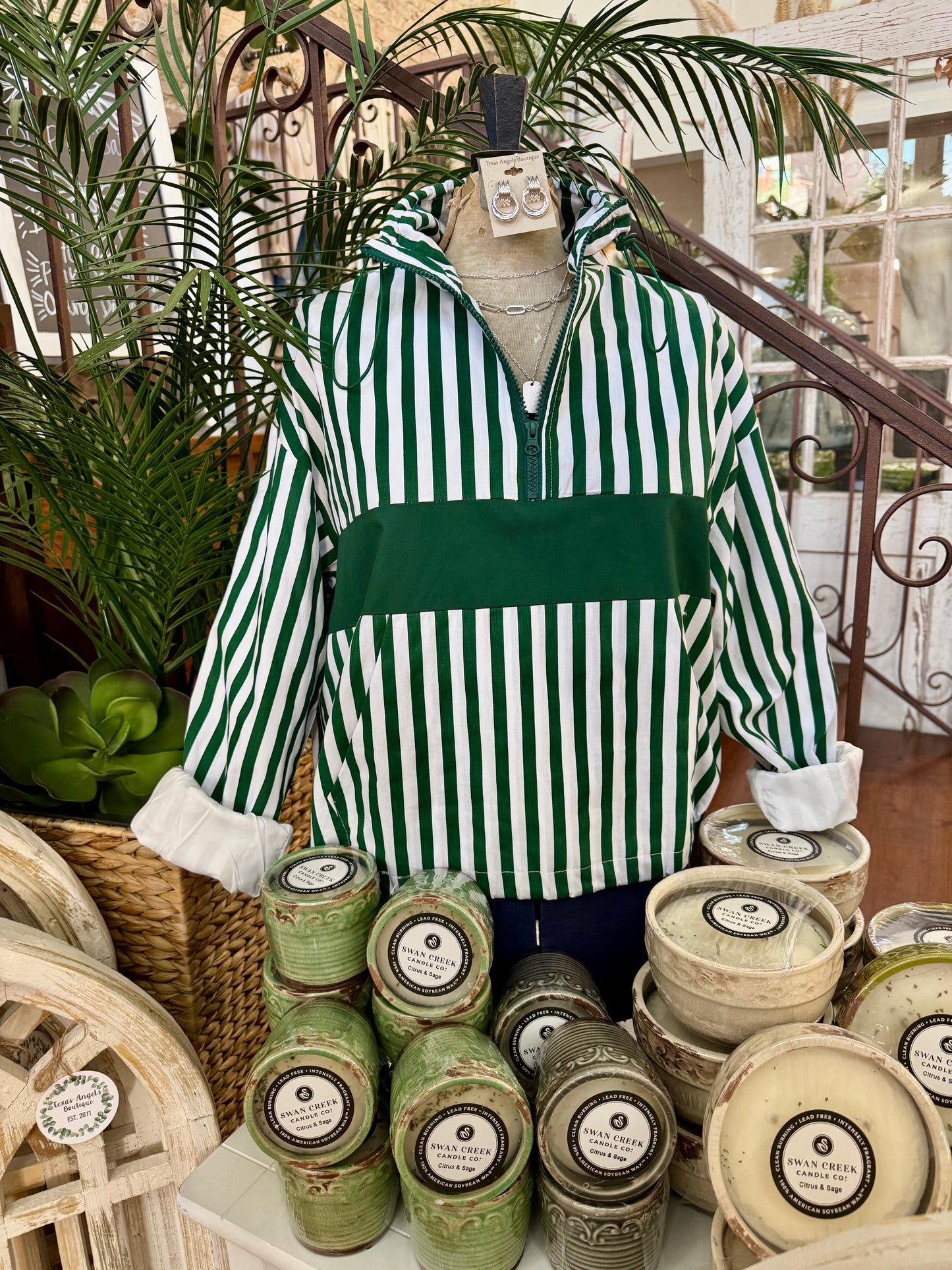 Wall Hawks Green Striped Sweatshirt