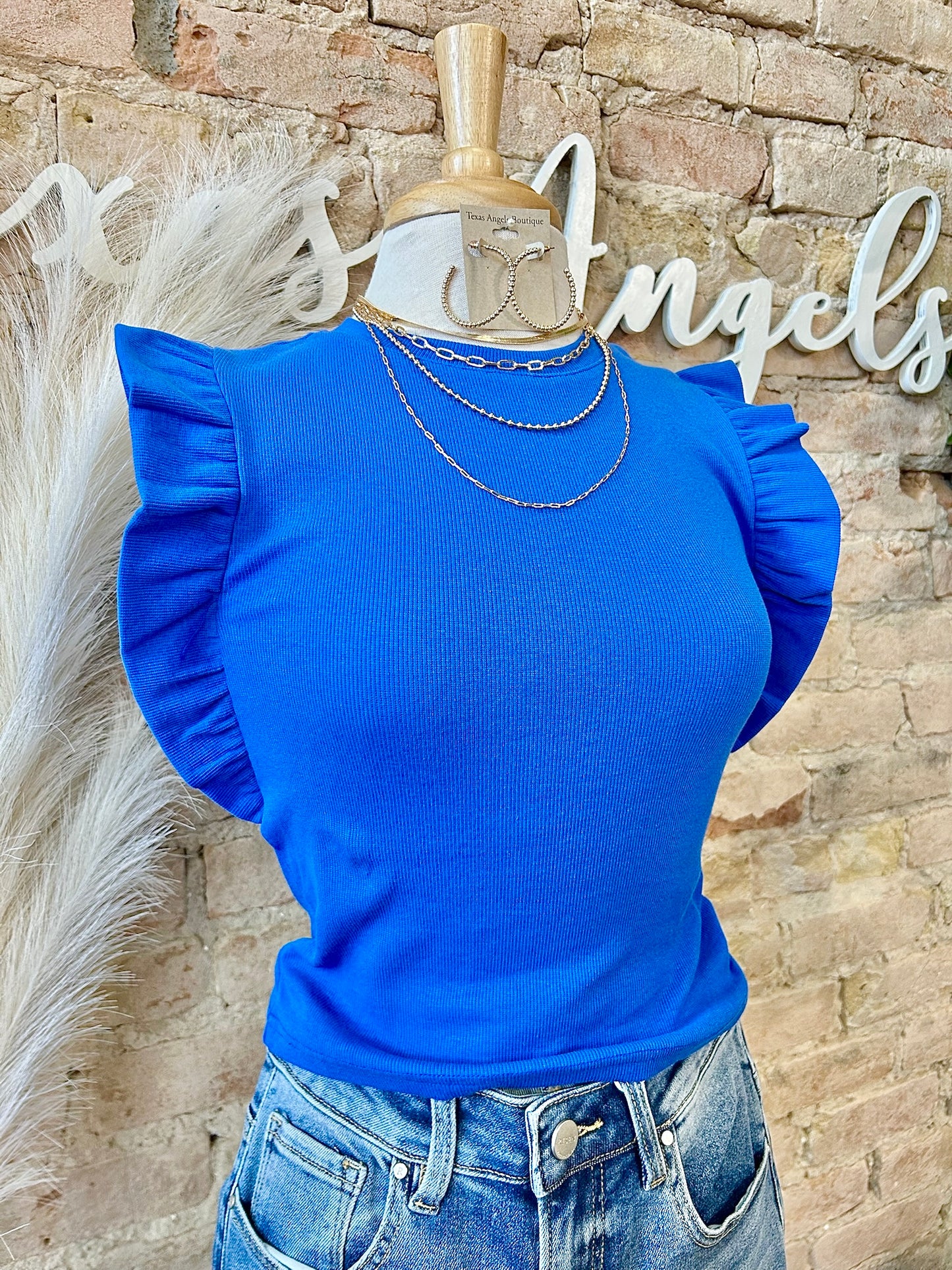 ASU Rams Royal Blue Ruffle Top