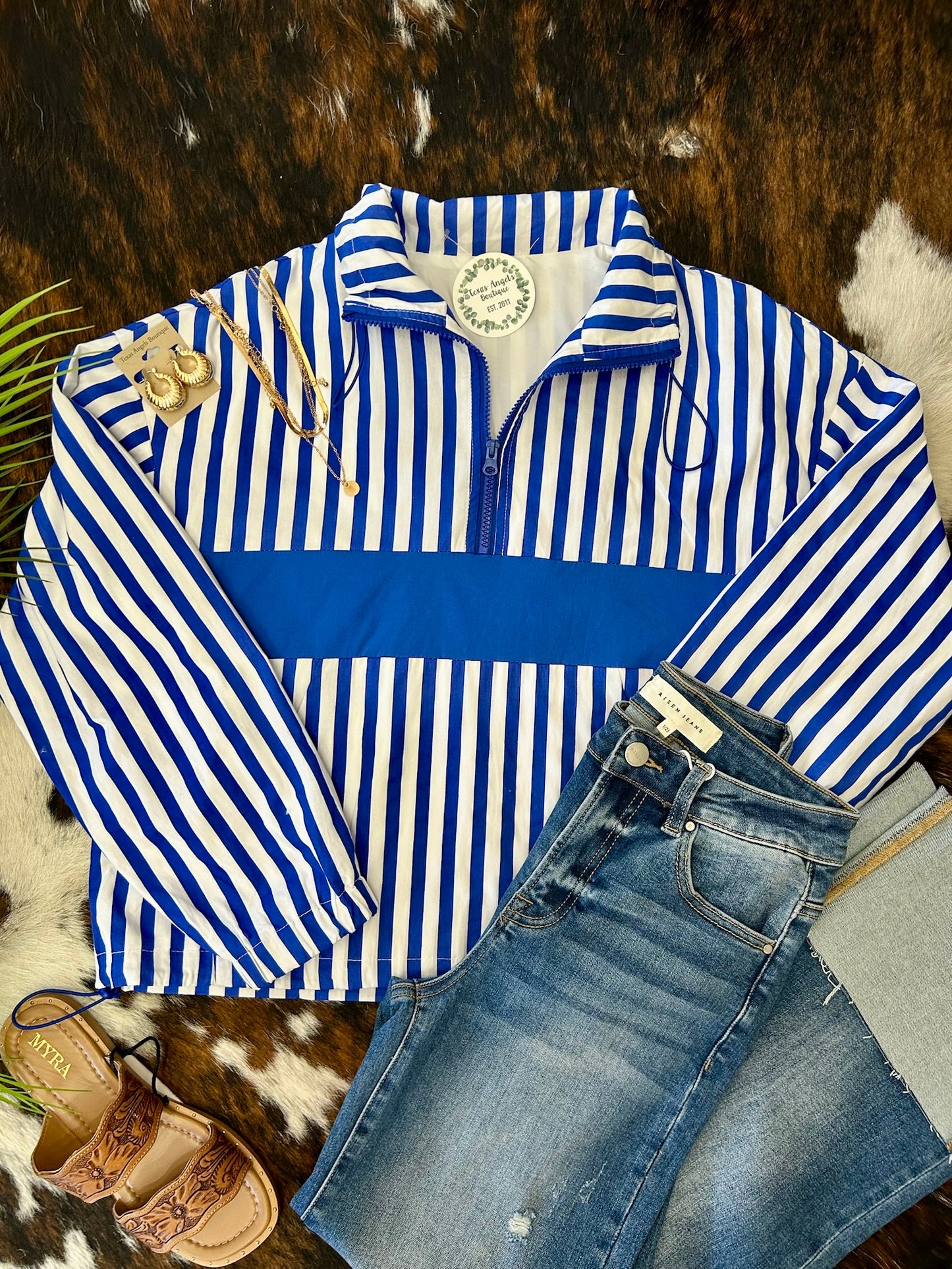 ASU Royal Blue Striped Sweatshirt