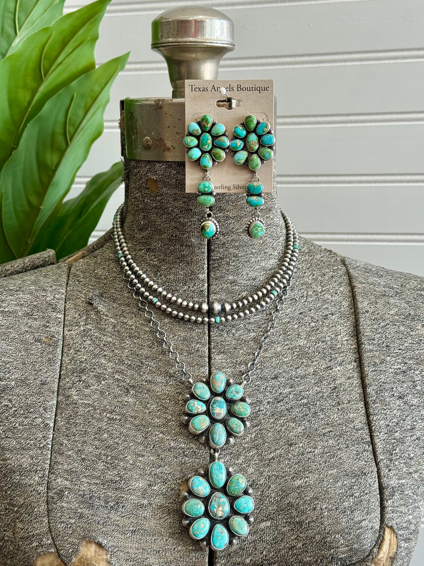 Sterling Silver Navajo Pearls & Kingman Turquoise Necklace