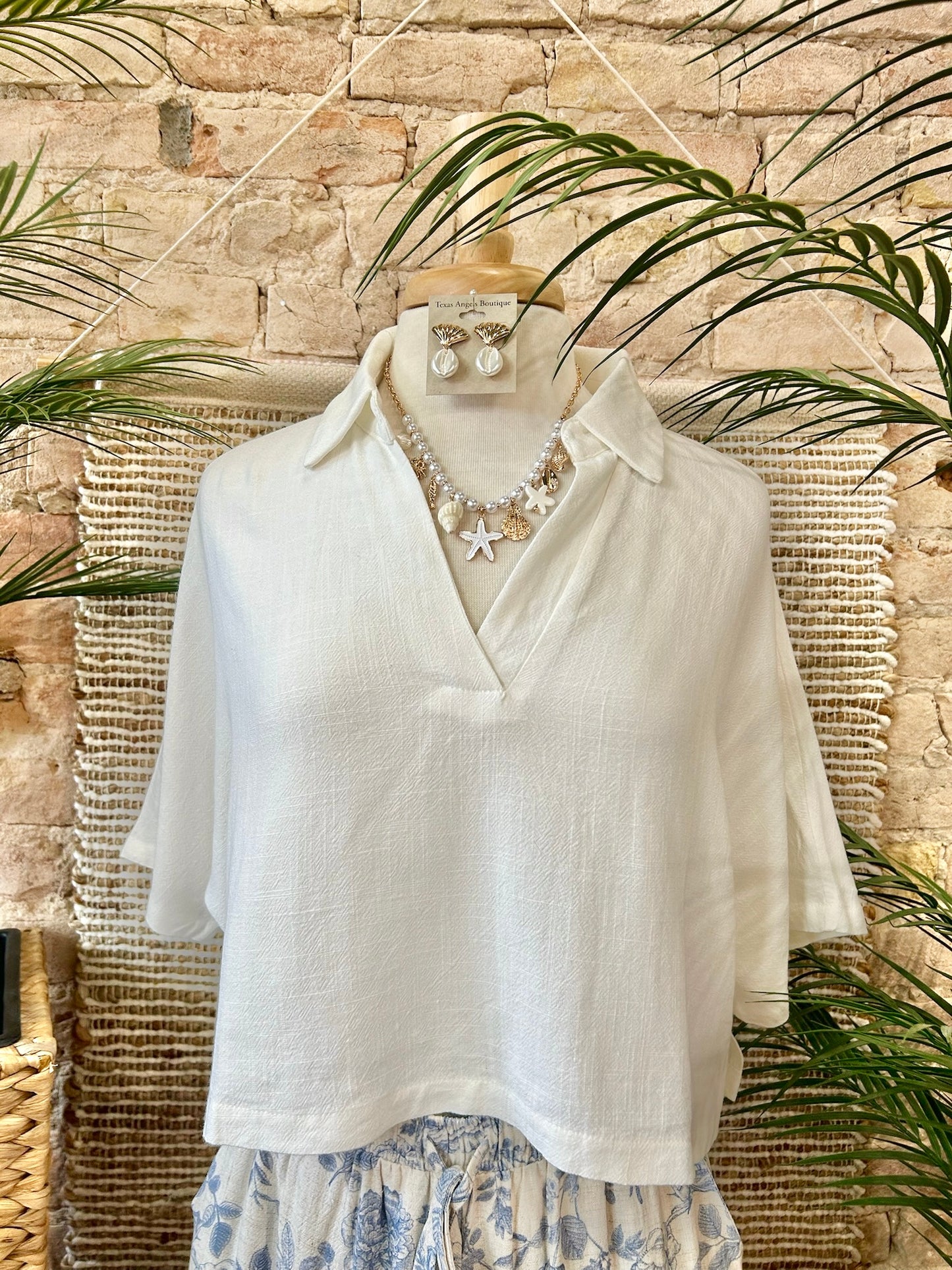 Waterfront White Linen Blouse