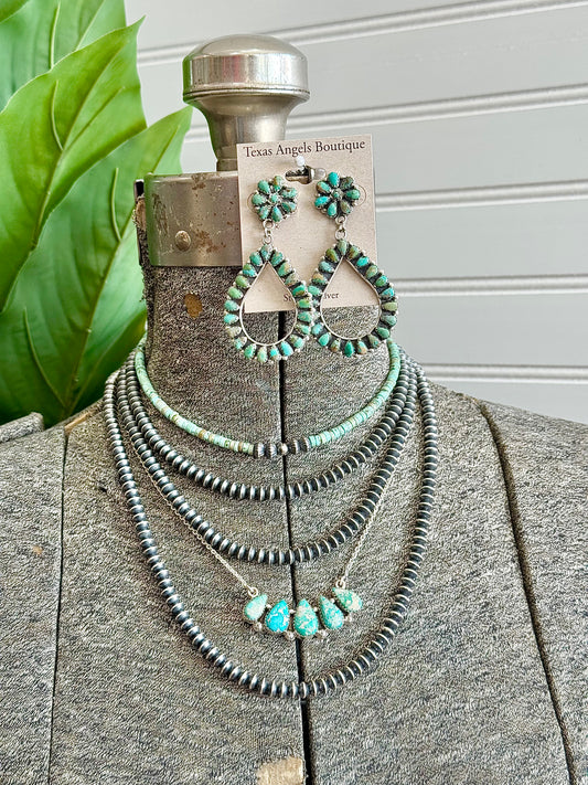 Handmade Sterling Silver & Sonoran Turquoise 5 Stone Necklace