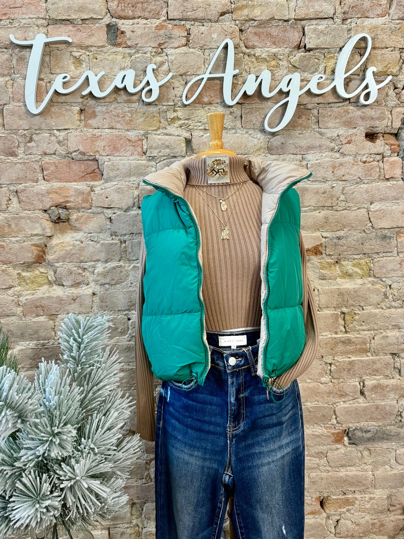 40% Off - Don't Play Around Green Reversible Puffer Vest