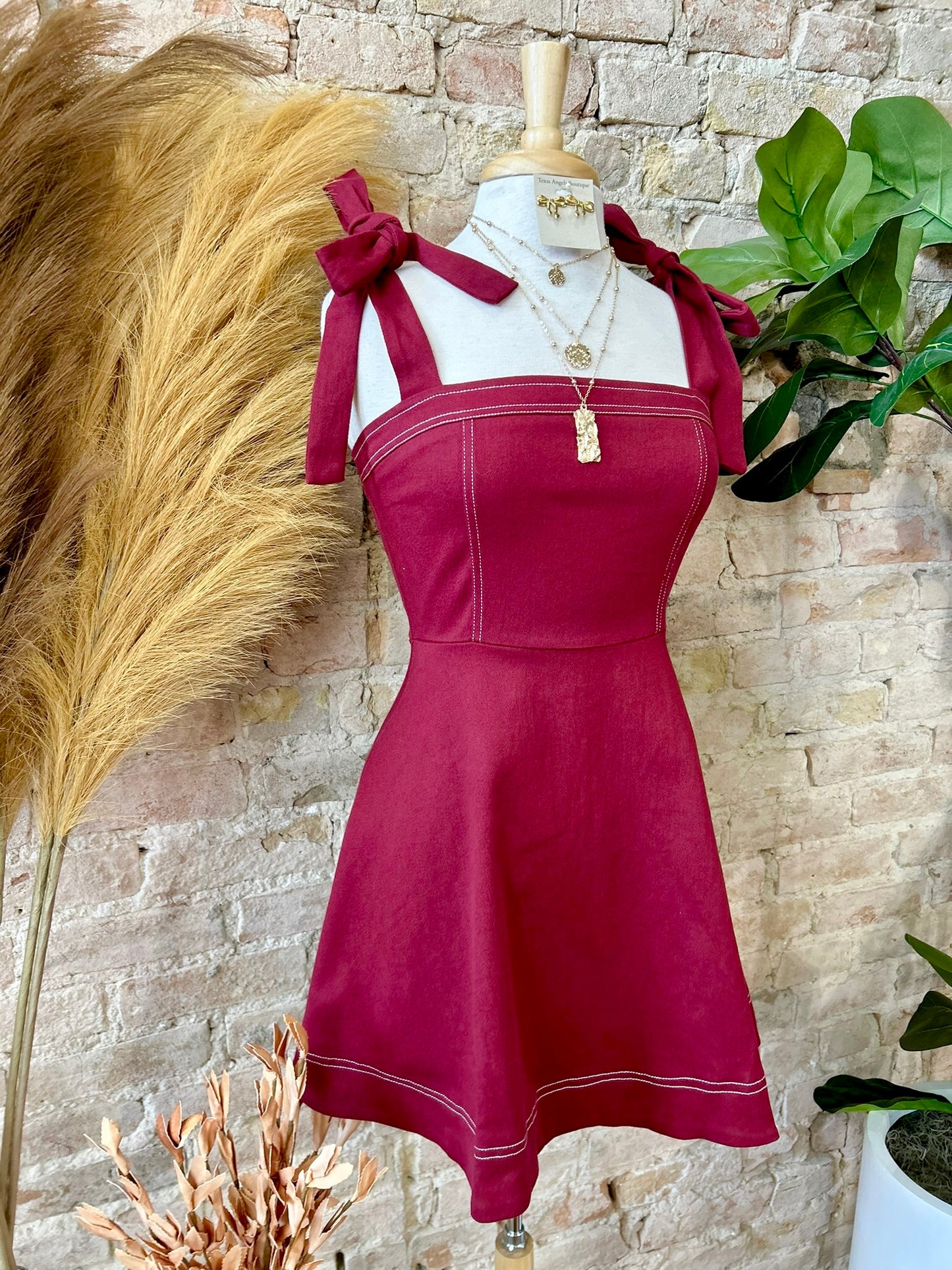 Gonna Be A Lil Late Burgundy Dress