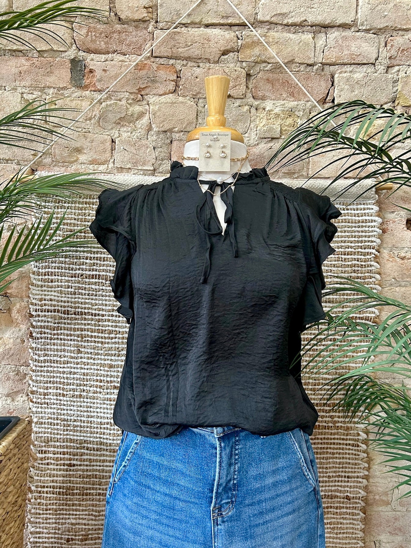 The Best Is Yet To Come Black Satin Blouse