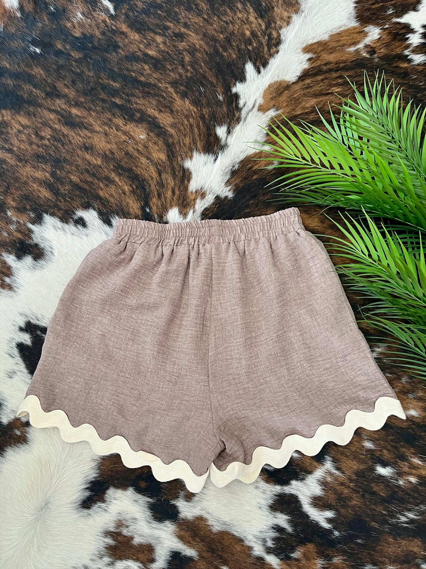 50% Off - That's What She Said Mocha Scalloped Hem Shorts