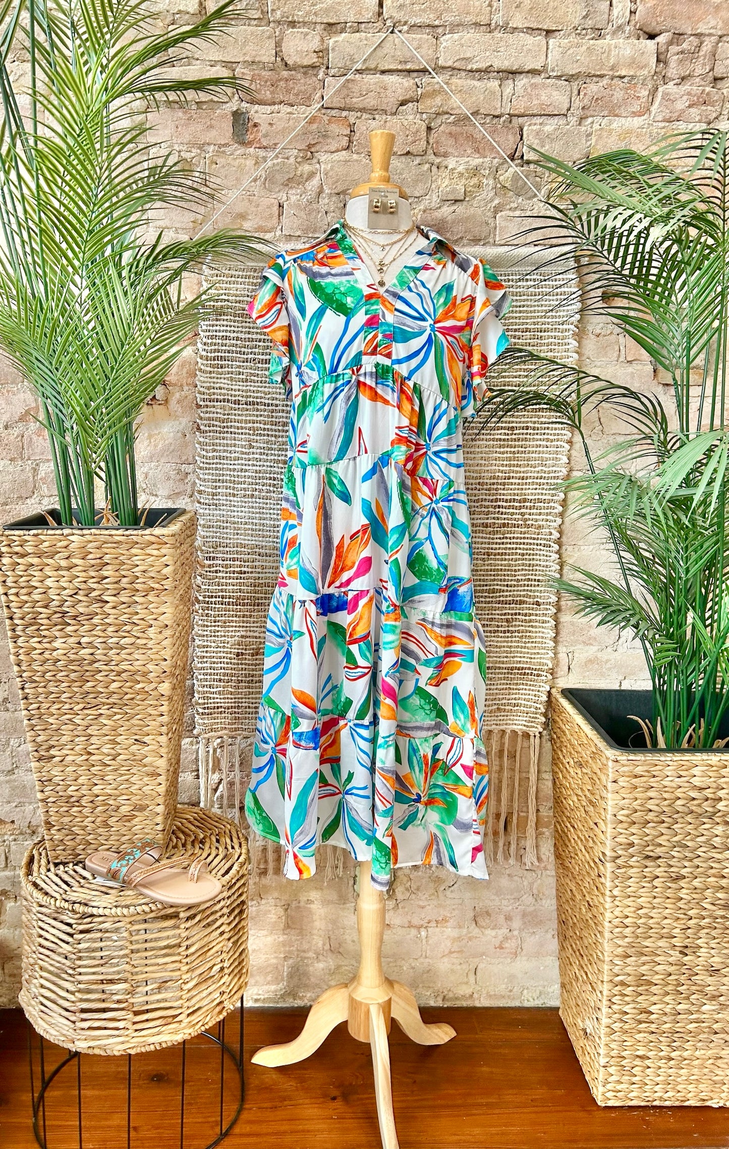 Tropic Like It's Hot Ivory Tropical Print Mid Maxi