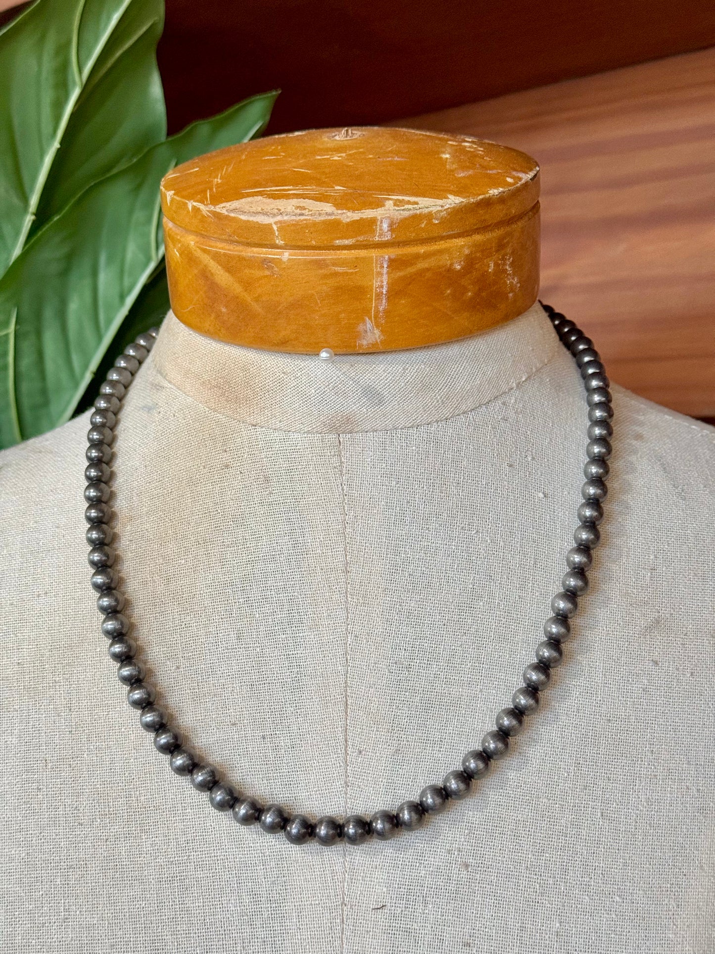 Single Strand Silver Beaded Necklace