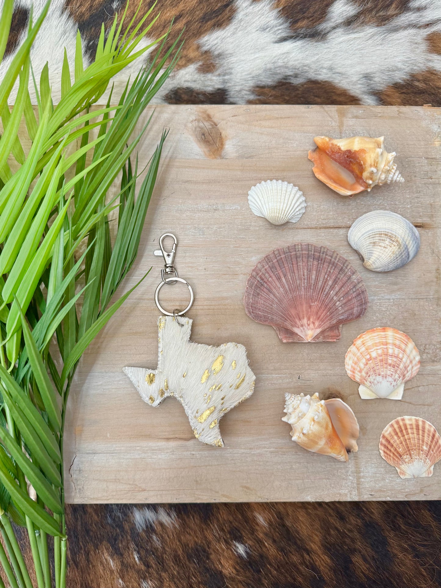 Texas Metallic Hide Keychain