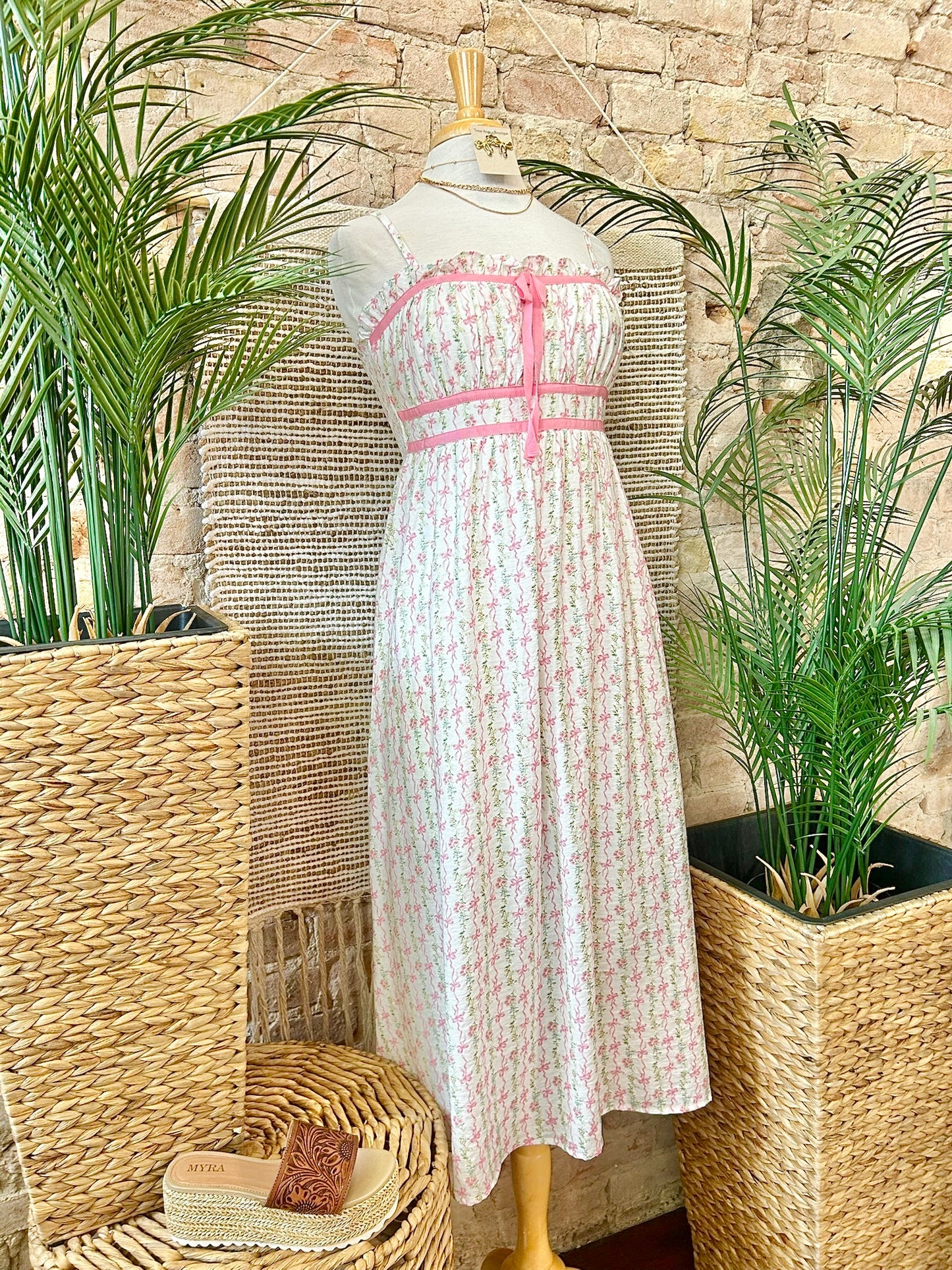 Bows & Pearls Pink Bow Maxi Dress