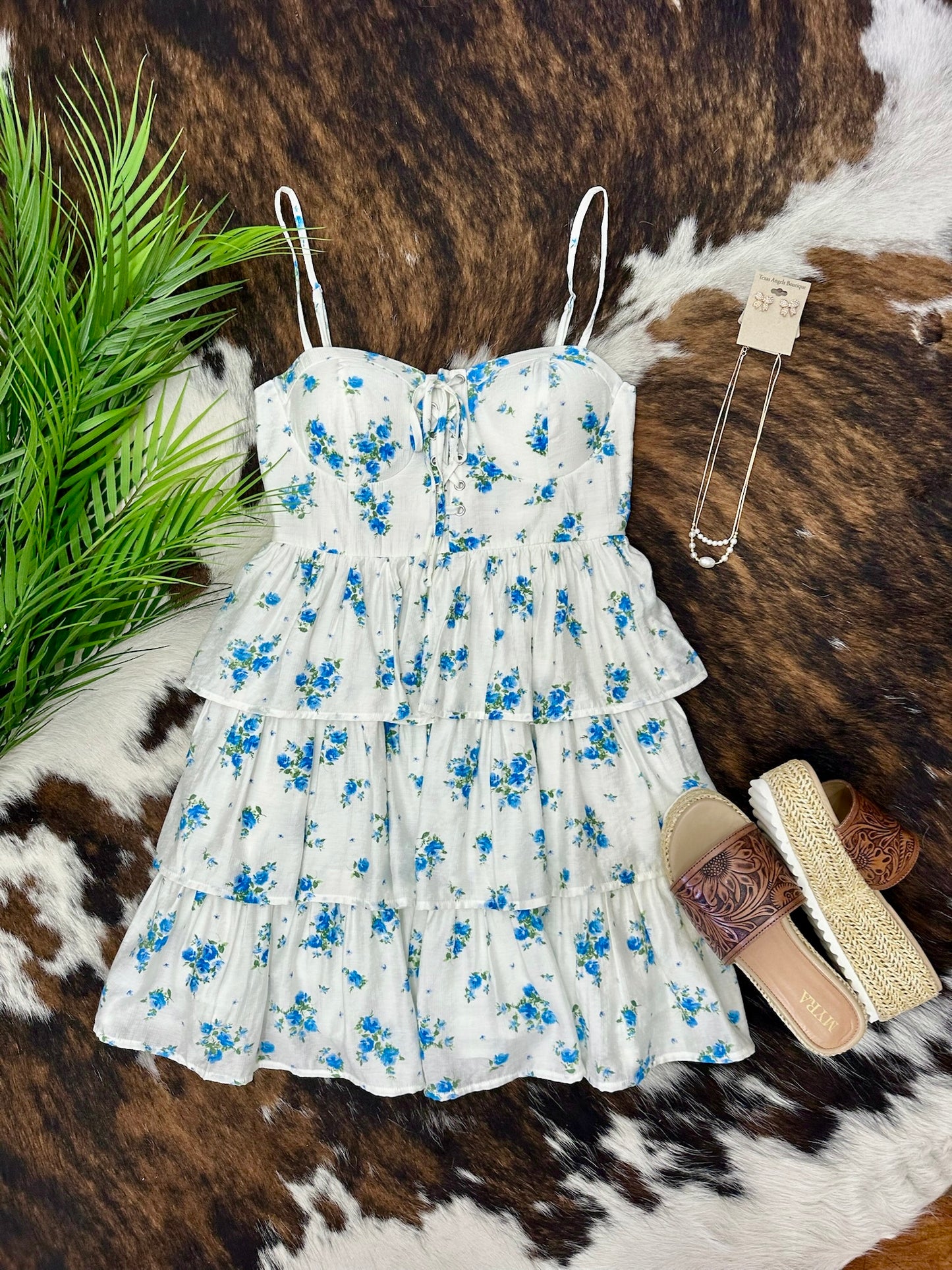 Barefoot On A Boat Blue Floral Dress