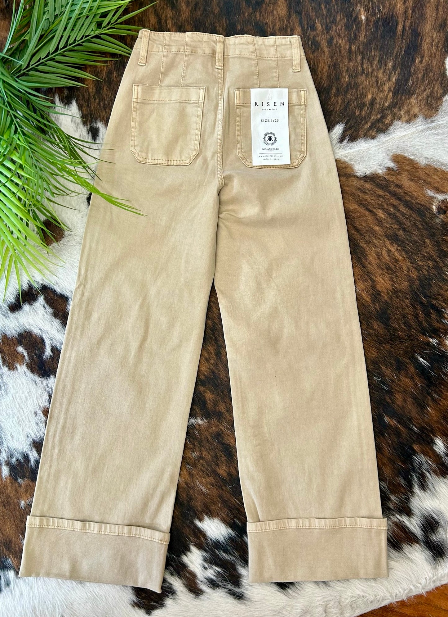 Kick Off Wide Leg Khaki Risen Jeans