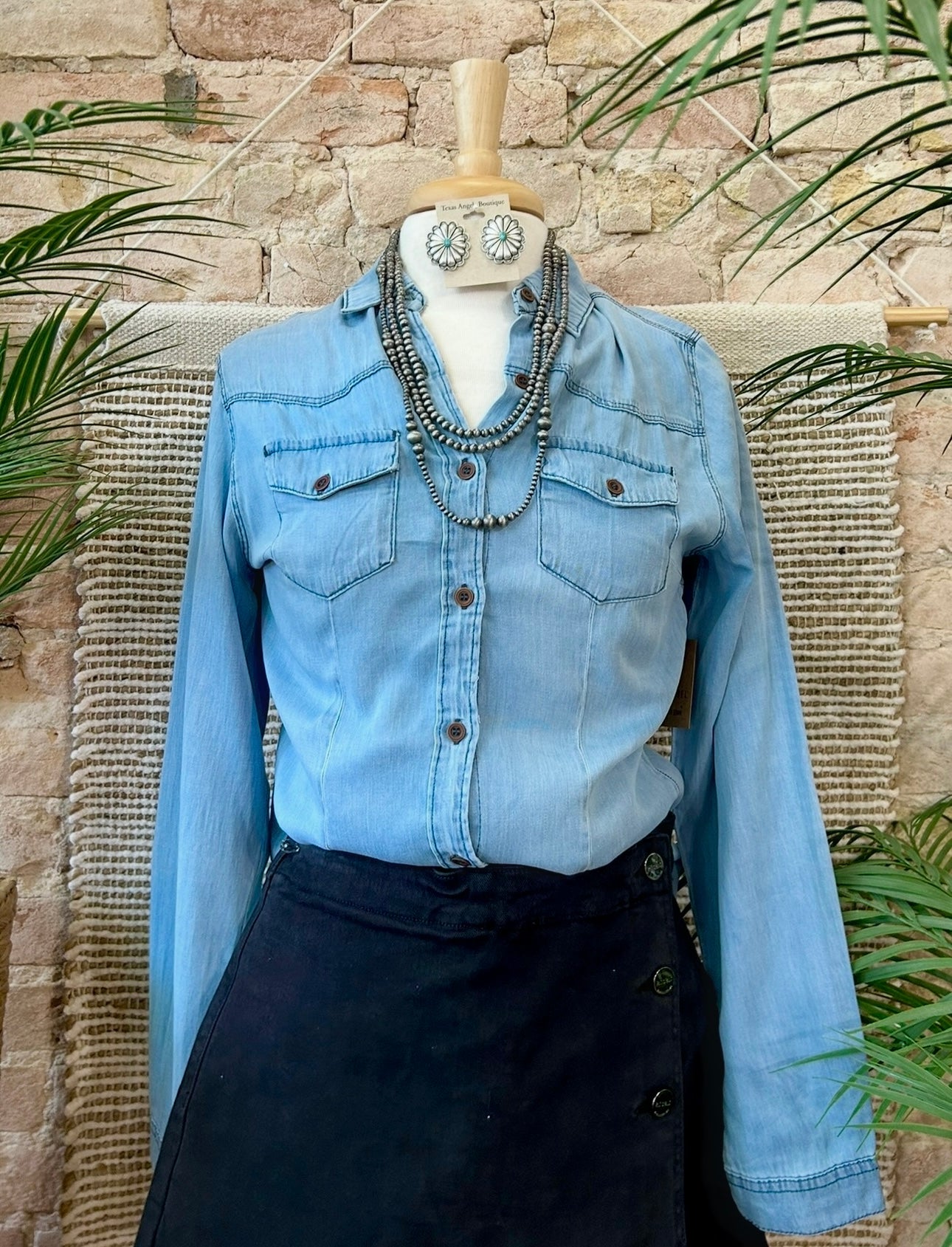 Desert Dreamin' Light Wash Chambray Denim Top